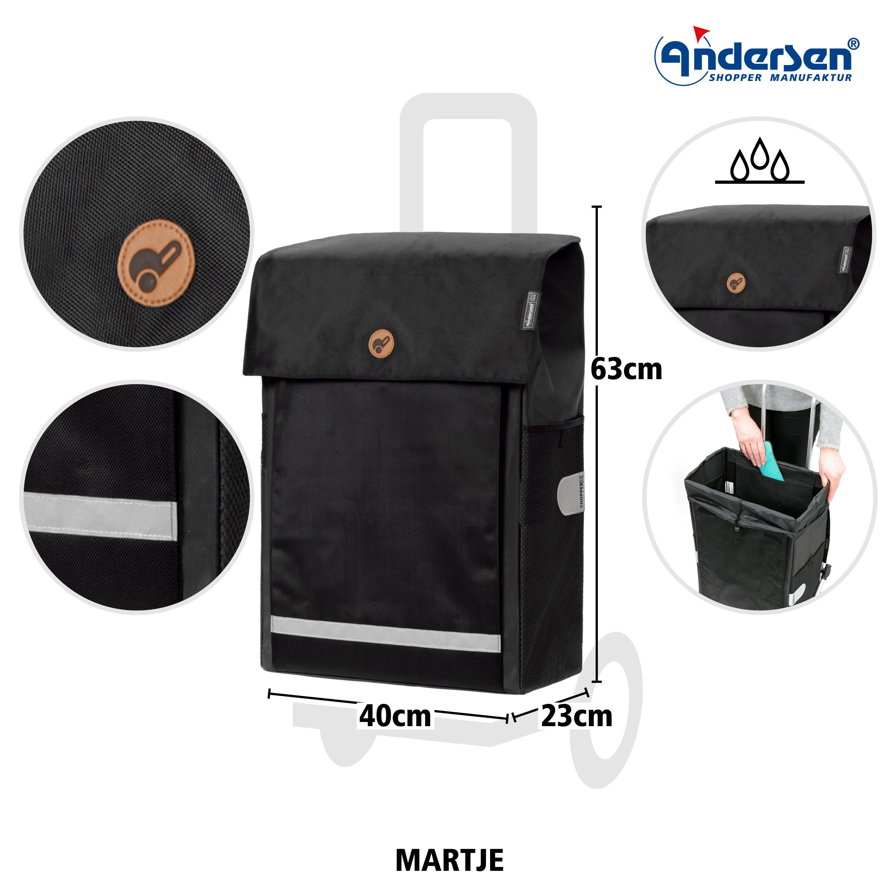Andersen Einkaufstrolley Tasche Martje schwarz, wasserabweisend günstig online kaufen