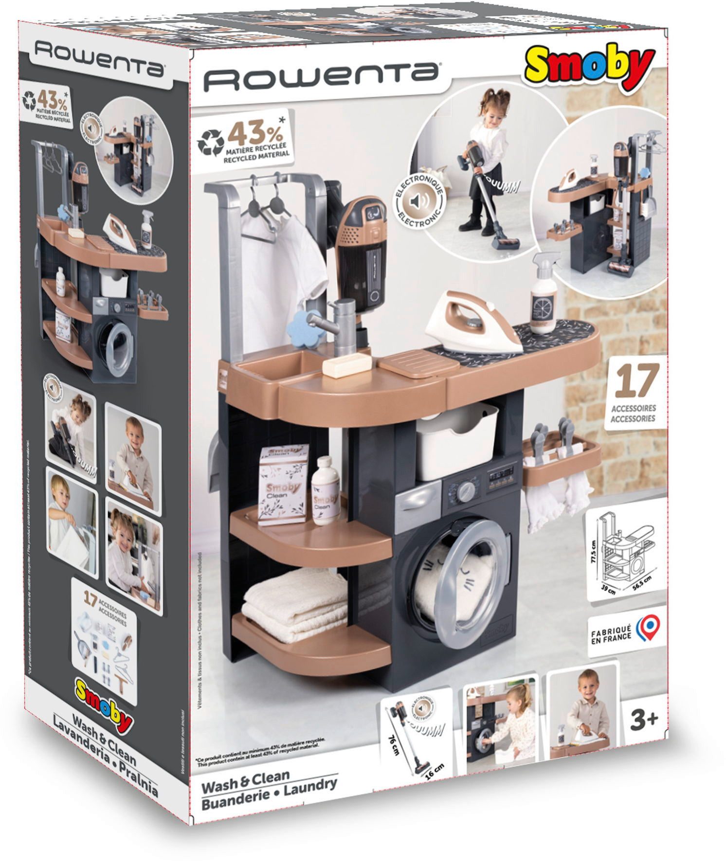 Smoby Kinder-Haushaltsset Spielwelt Rowenta Haushalts-Set Waschküche mit viel Zubehör 7600330327
