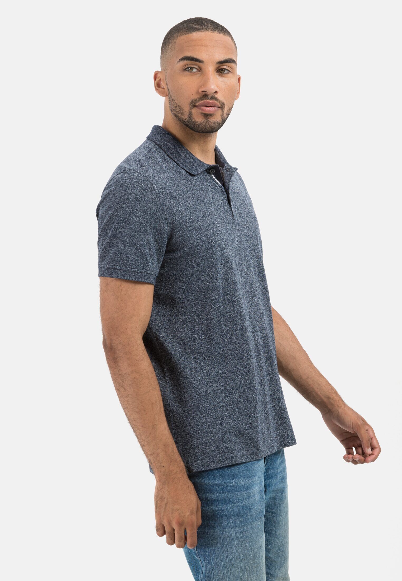 Baumwollmix aus active nachhaltigem Shirts_Poloshirt camel Poloshirt Blau