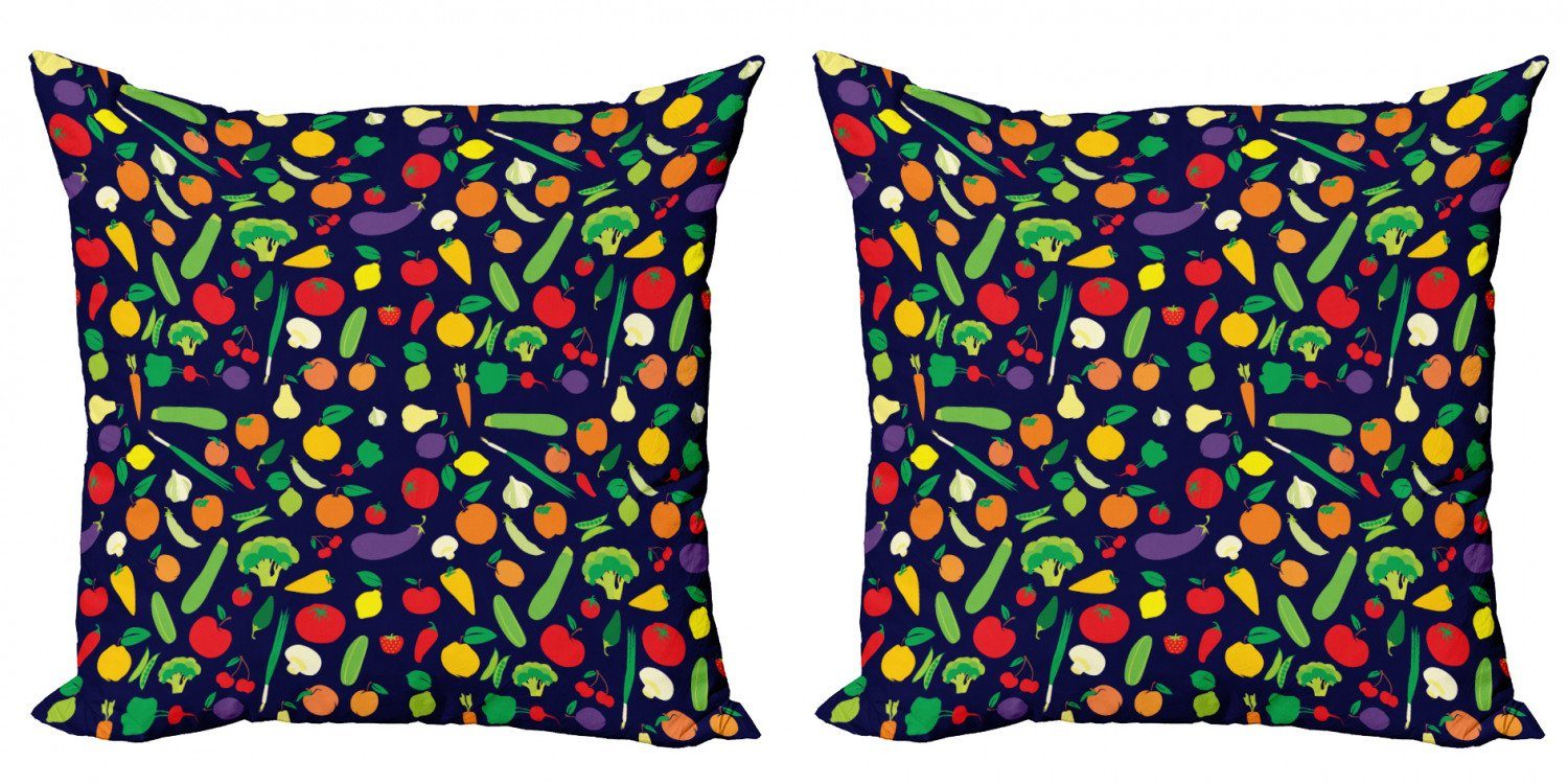 Kissenbezüge Modern Accent Doppelseitiger Digitaldruck, Abakuhaus (2 Stück), Essen Gemüse und Obst Cartoon