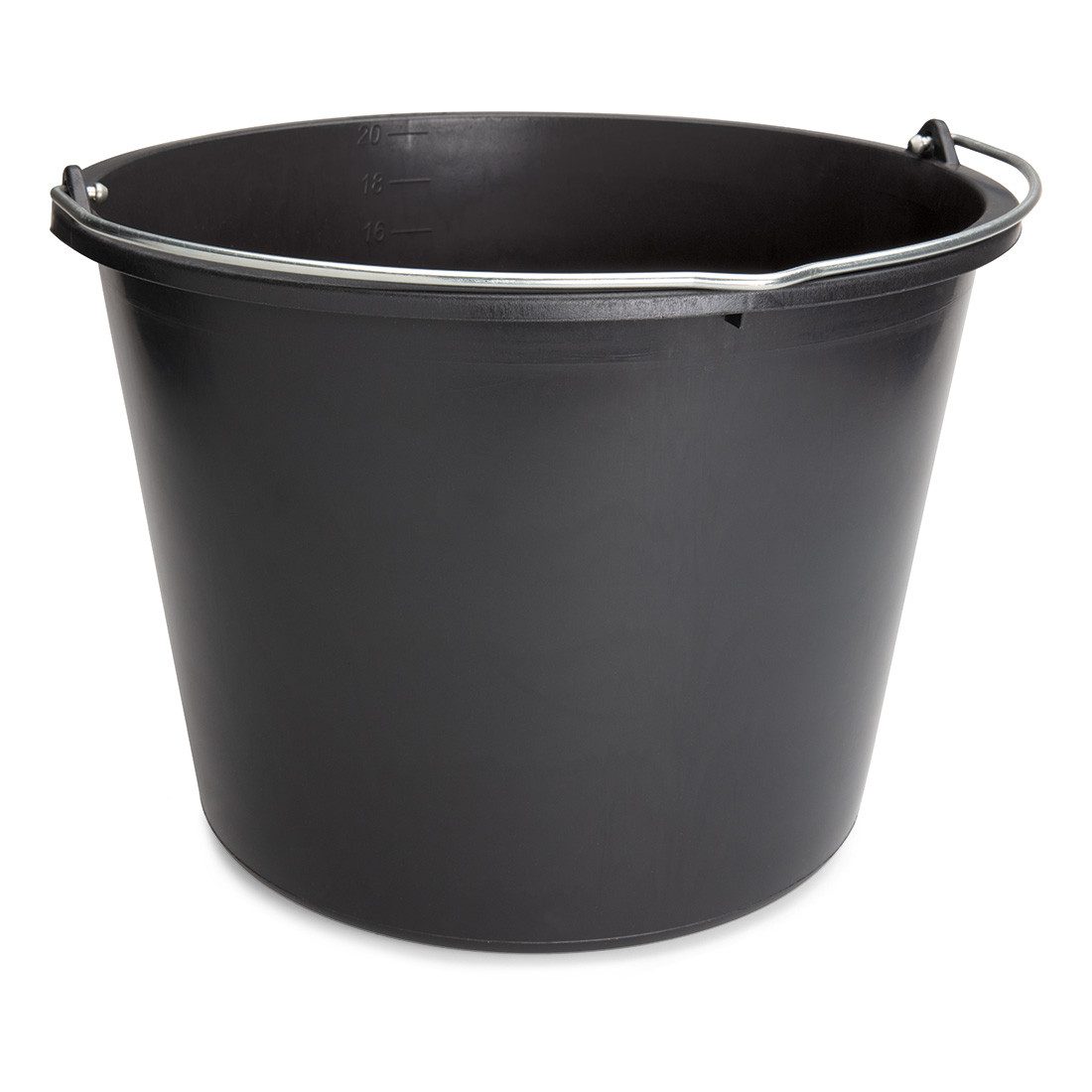 Nölle Baueimer Baueimer 12 Liter Kunststoff Schwarz mit Metallgriff 1 Stück, (Reinigungsset, Baueimer, Henkel, Skala), Eimer Kübel Behälter Fass Container Bottich