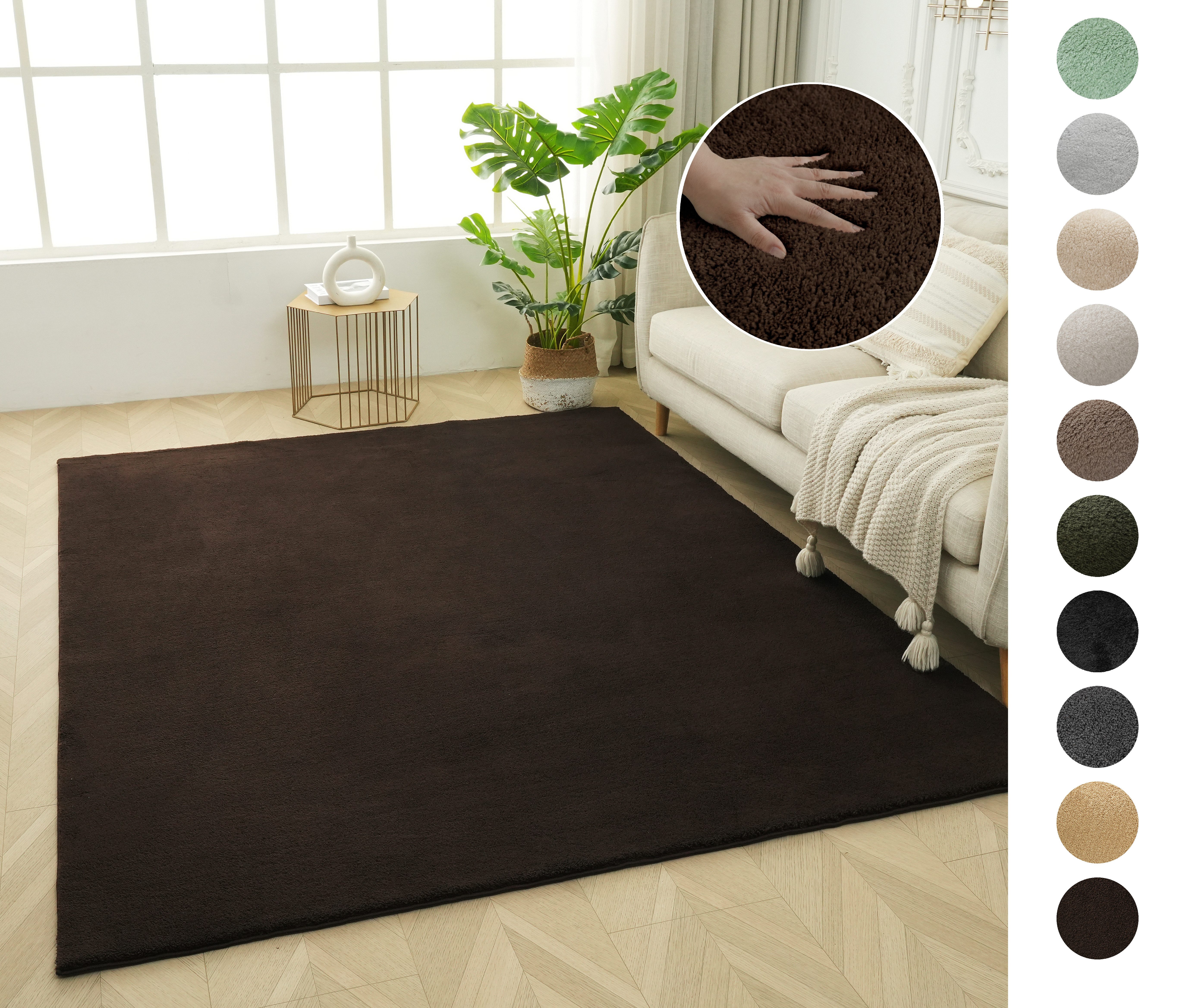 OTTO home Teppich Cali, in Standard- und Premium-Qualität, 13 mm oder 16 mm Höhe, rechteckig, Uni-Farben, kuschelig, & weich, waschbar, Wohnzimmer, Schlafzimmer