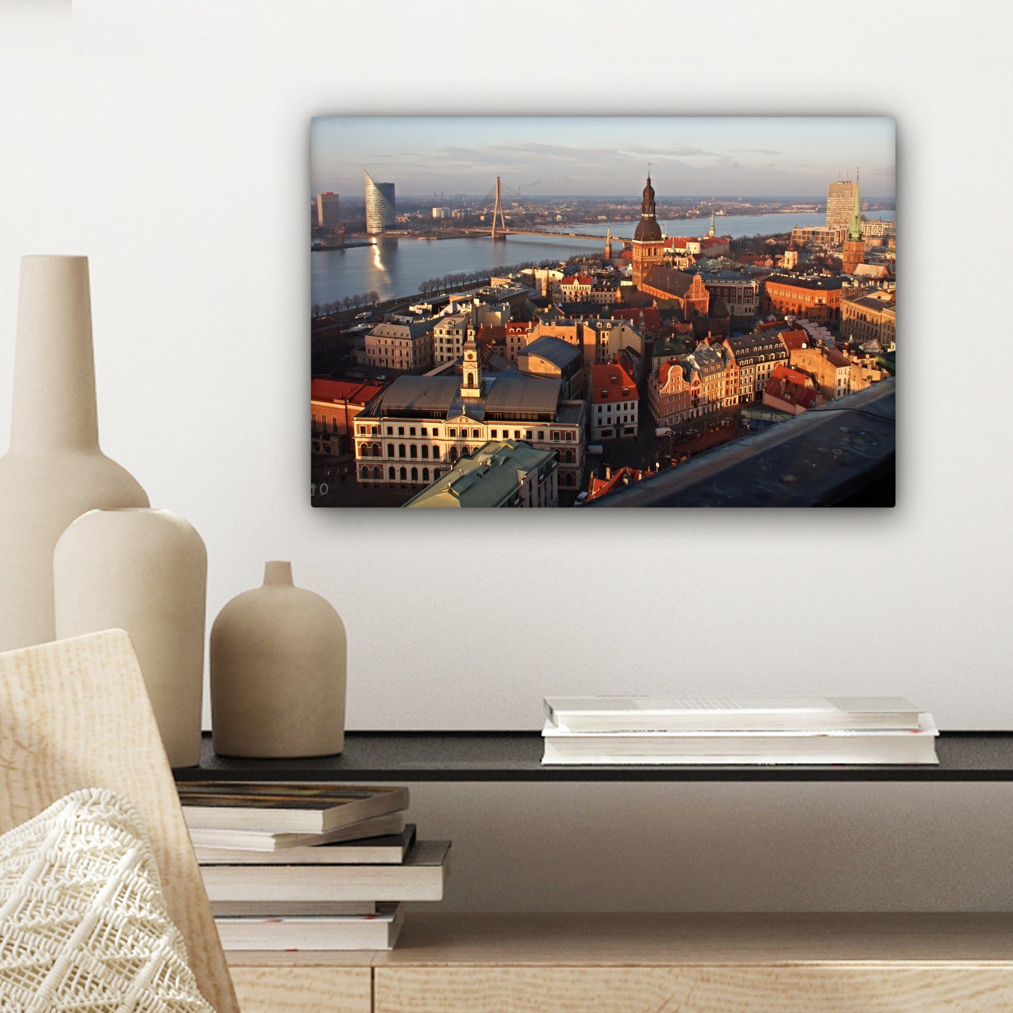 OneMillionCanvasses® Leinwandbild Altstadt von Leinwandbilder, Aufhängefertig, Riga Fotodruck, (1 St), 30x20 Wandbild Wanddeko, cm