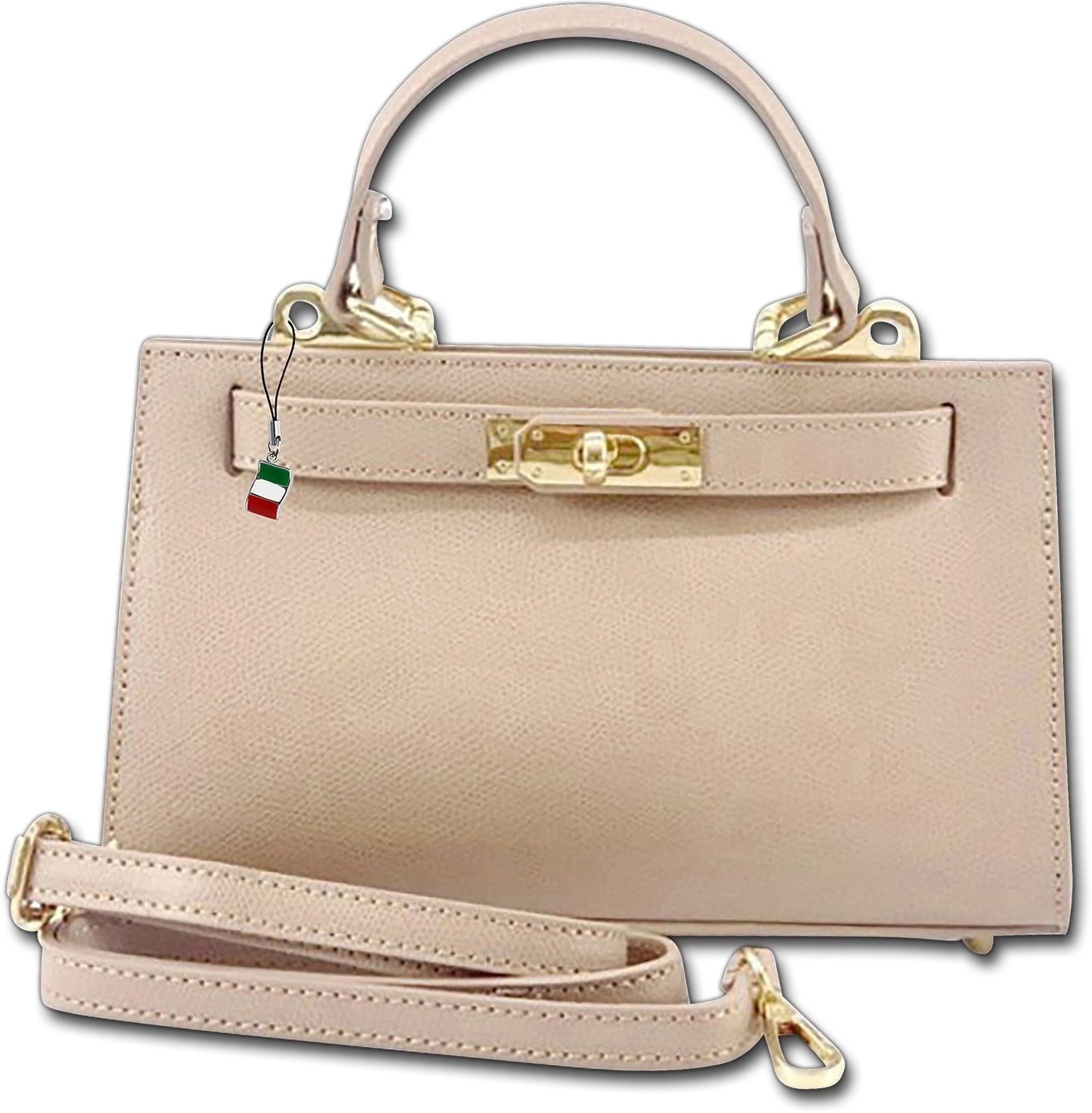 FLORENCE Umhängetasche Florence Umhängetasche Damen Handtasche (Umhängetasche, Umhängetasche), Damen Tasche Echtes Leder beige, Made-In Italy
