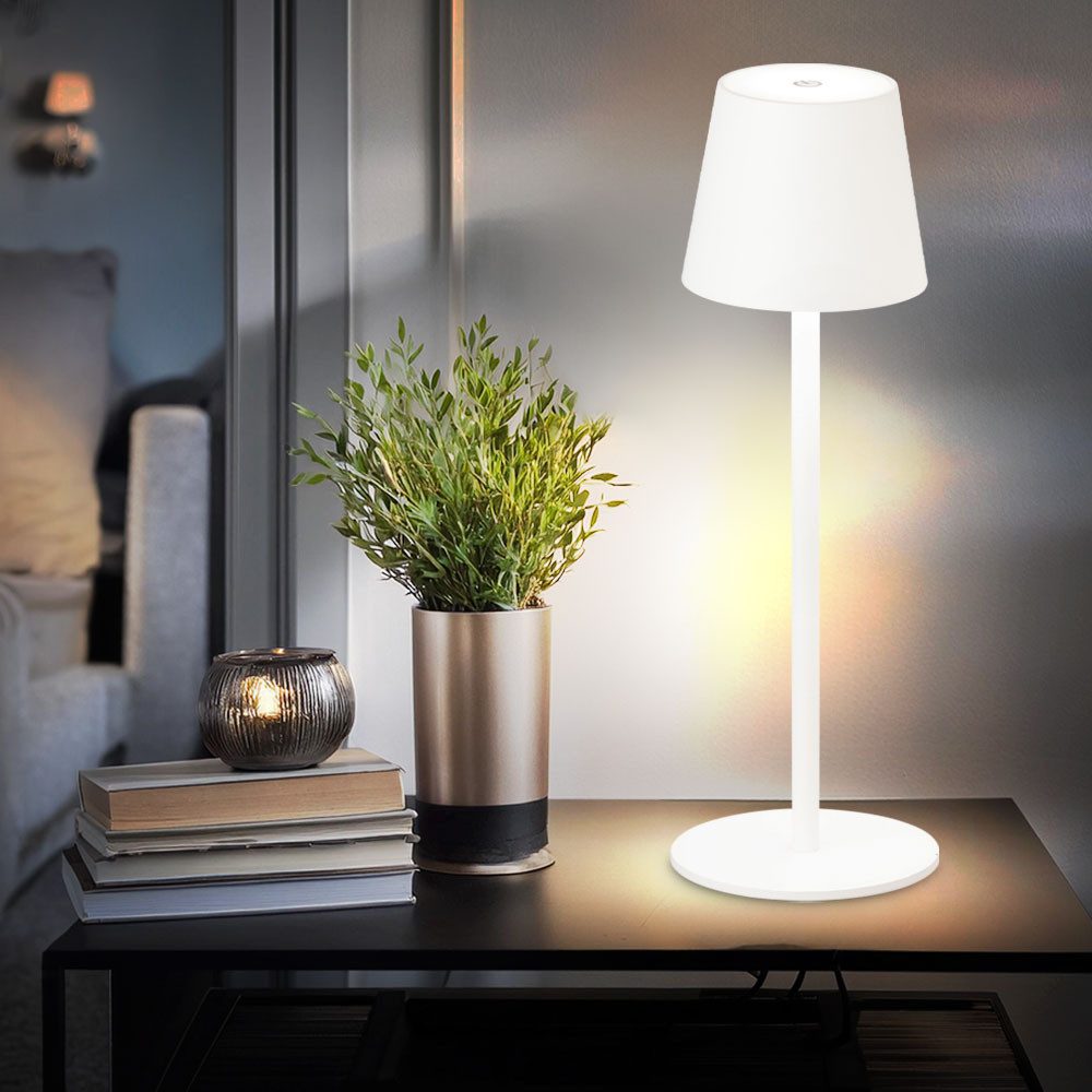 FISCHER & HONSEL LED Tischleuchte, LED-Leuchtmittel fest verbaut, Warmweiß, Tischleuchte Schreibtischlampe Beistelllampe LED Touchdimmer Akku weiß