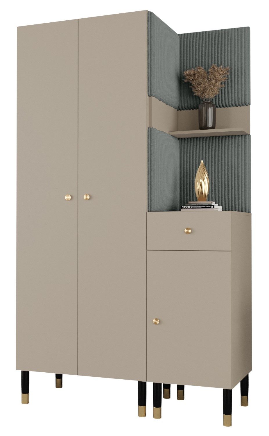 ABIKS MÖBEL Kompaktgarderobe PALERMO Set 6 Garderobe mit gepolsterten Paneelen, Industriell Design