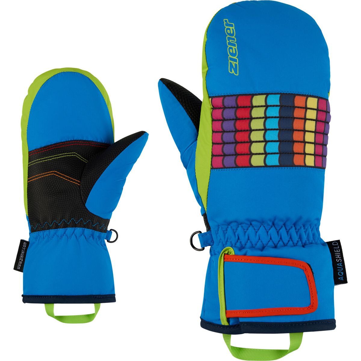 Ziener Skihandschuhe Lamilo-z AS Mitten Glove Junior Unisex Farbenfrohe und wasserdichte Skifäustlinge für Kinder mit winddichter