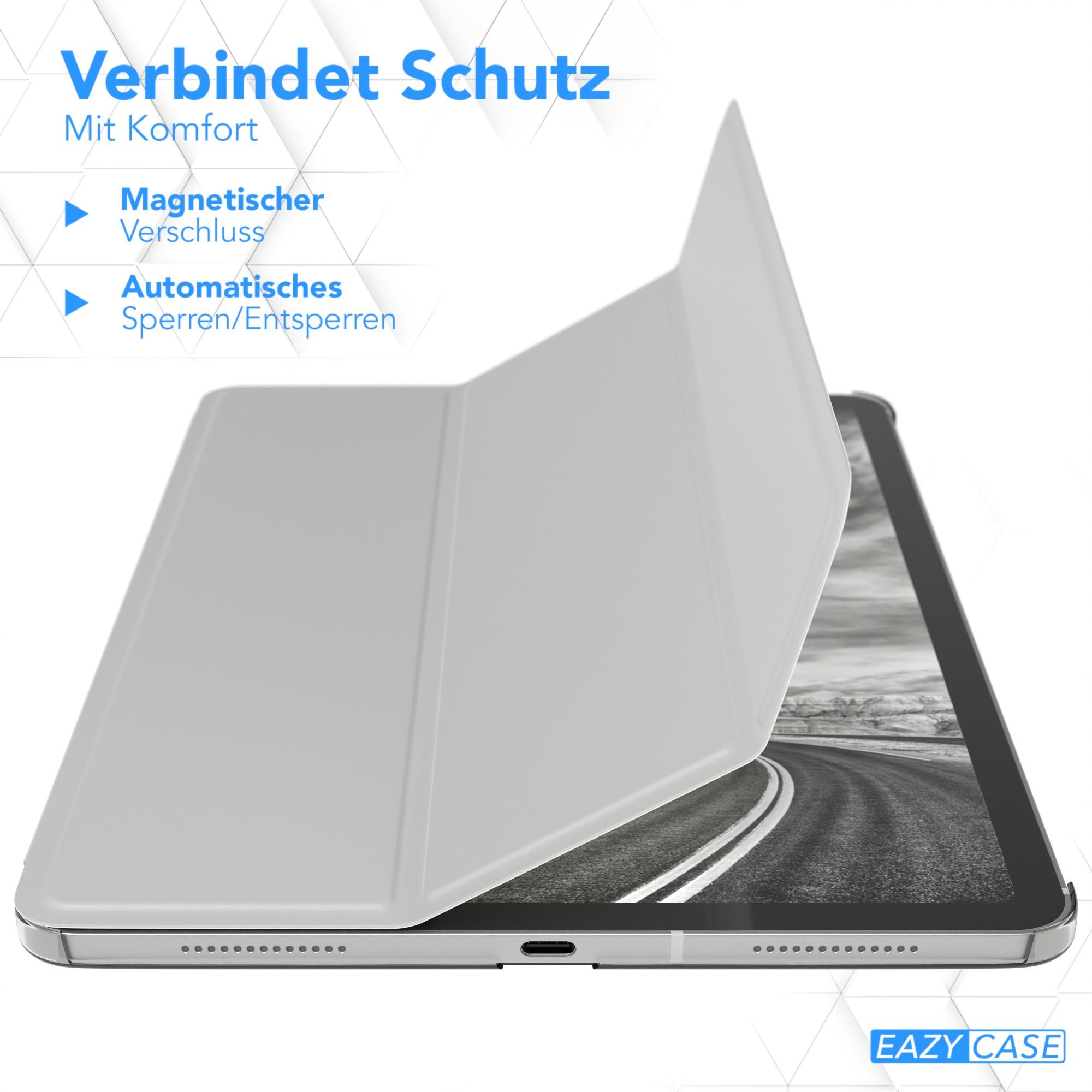 EAZY CASE Tablet-Hülle Smart Case für iPad Pro 11" 1. 2. 3. 4. Generation 11 Zoll, Tablet Case Bookcover Smart Flipcase Schutztasche magnetisch Hellgrau