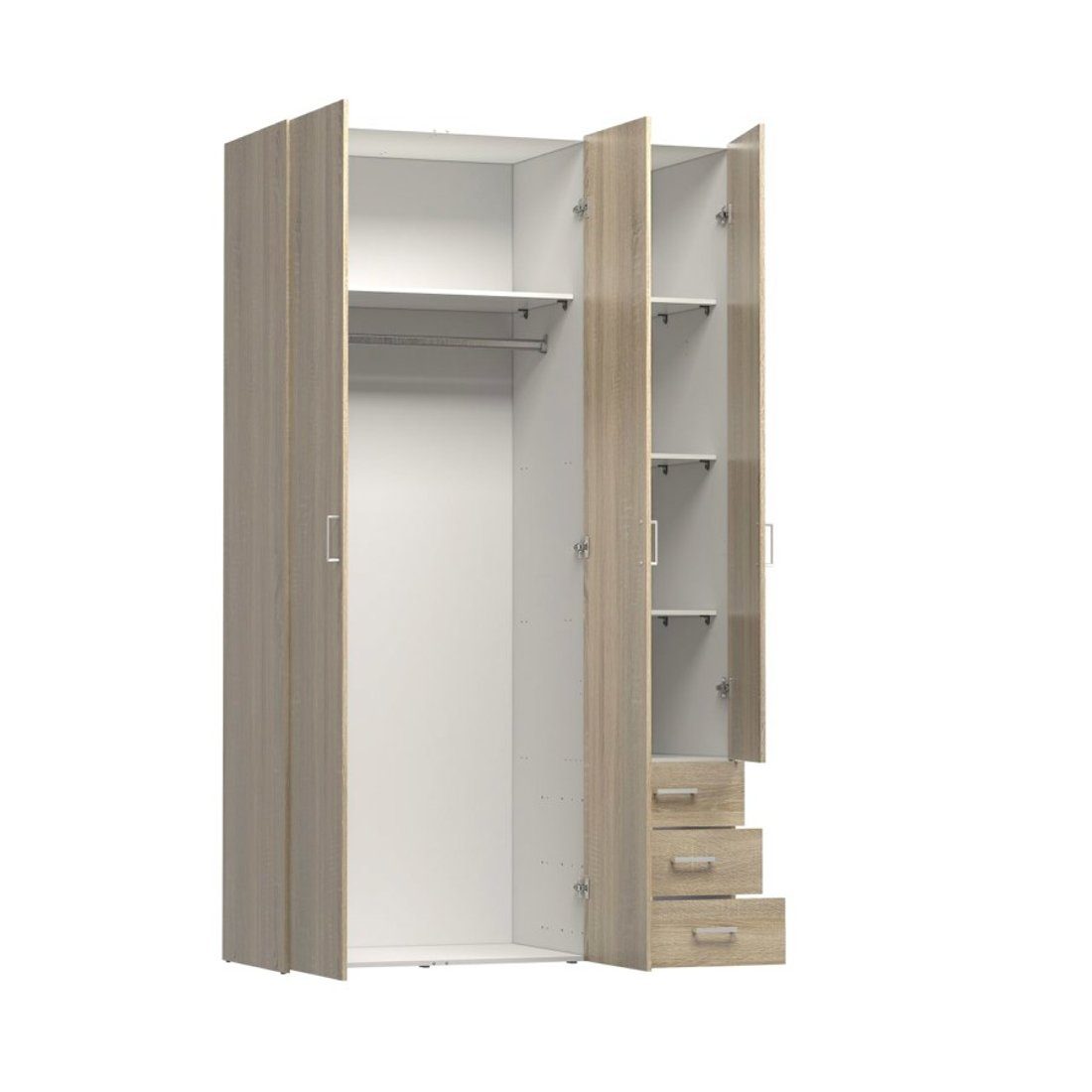 ebuy24 Kleiderschrank Spell Kleiderschrank 3 Türen und 3 Schubladen. Eic (1-St)