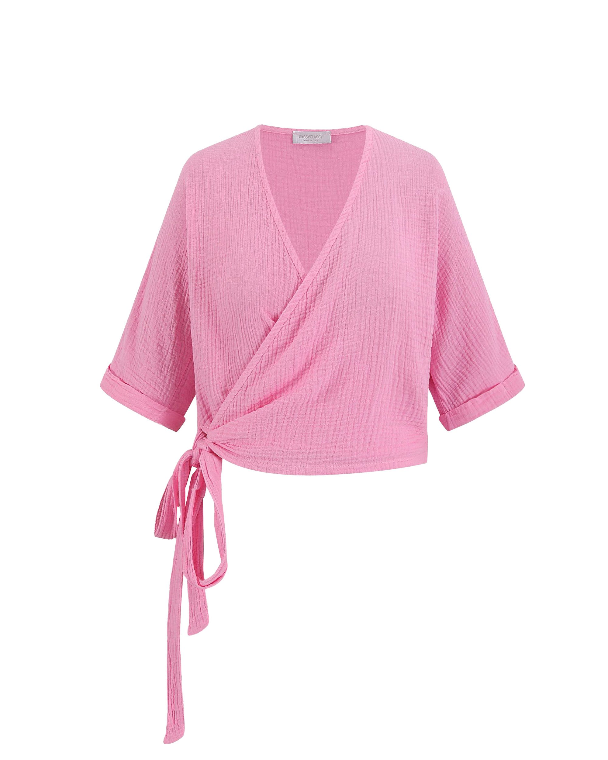SASSYCLASSY Wickelbluse Musselin Bluse mit Bindeband günstig online kaufen