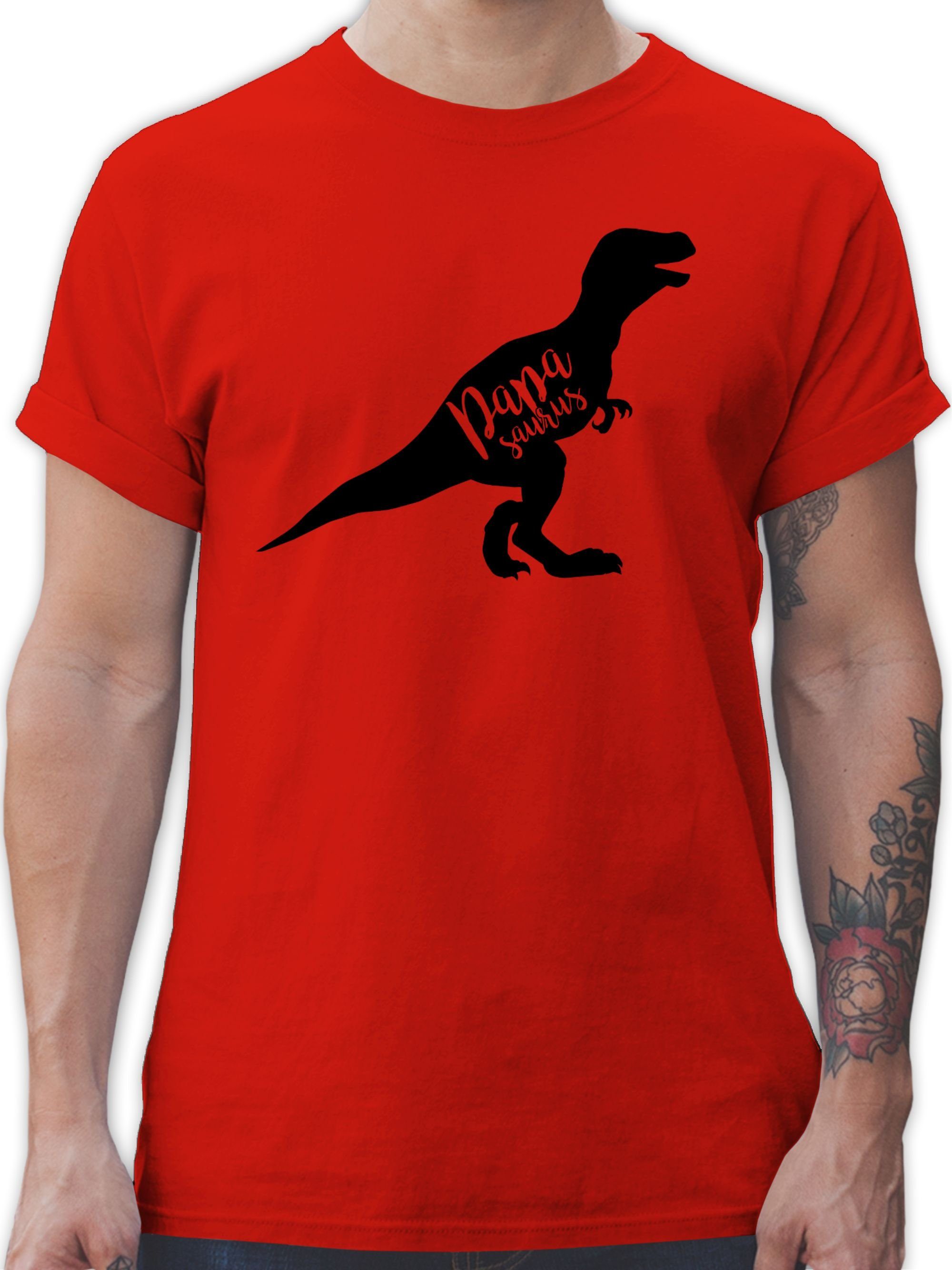 Shirtracer T-Shirt Papasaurus Geschenk Vatertag Rot Papa für 3