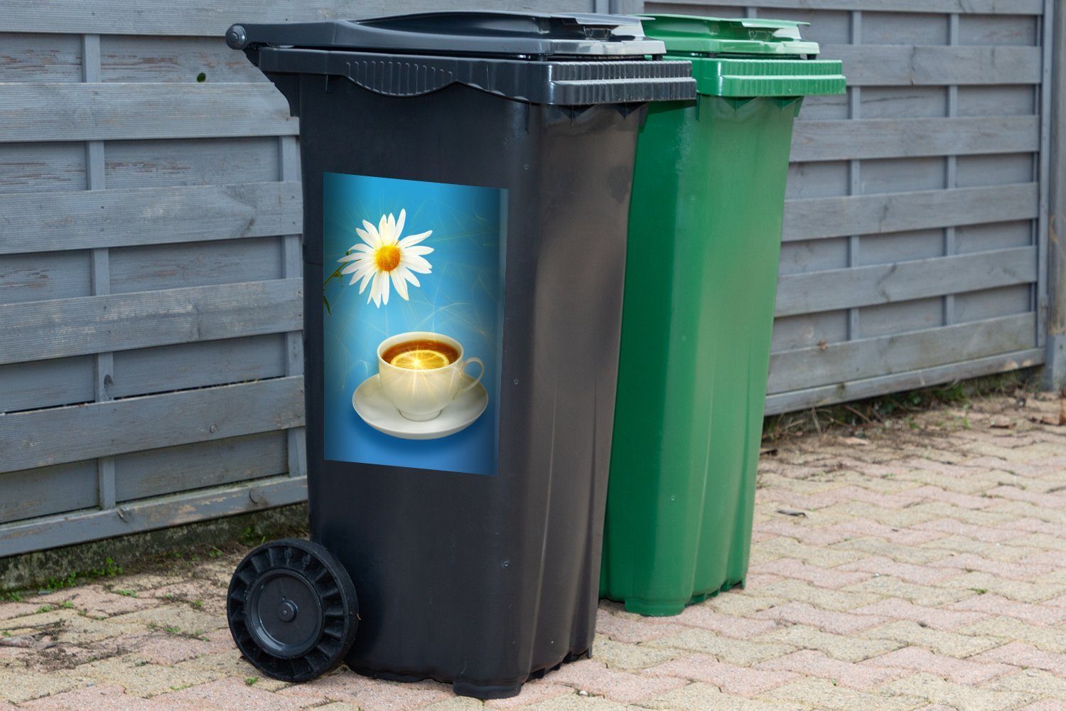 MuchoWow Abfalbehälter Container, (1 Sticker, Zitronentee Mülleimer-aufkleber, St), Mülltonne, Wandsticker