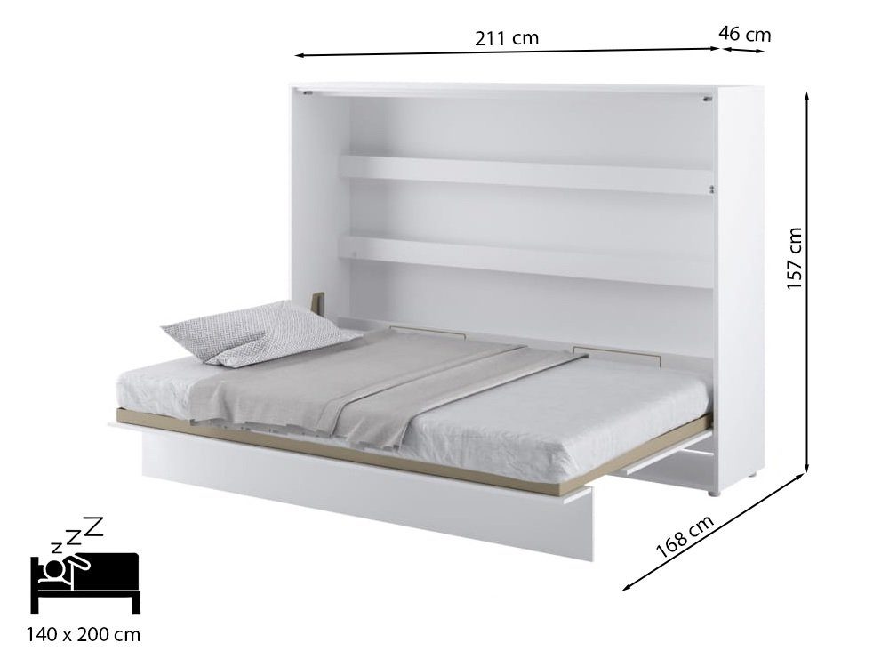 Compleo Schrankbett Horizontal Wandklappbett Lenart Bed Concept Schrankklappbett (mit LED) Ideal für kleine Räume – Bild 4 von 4