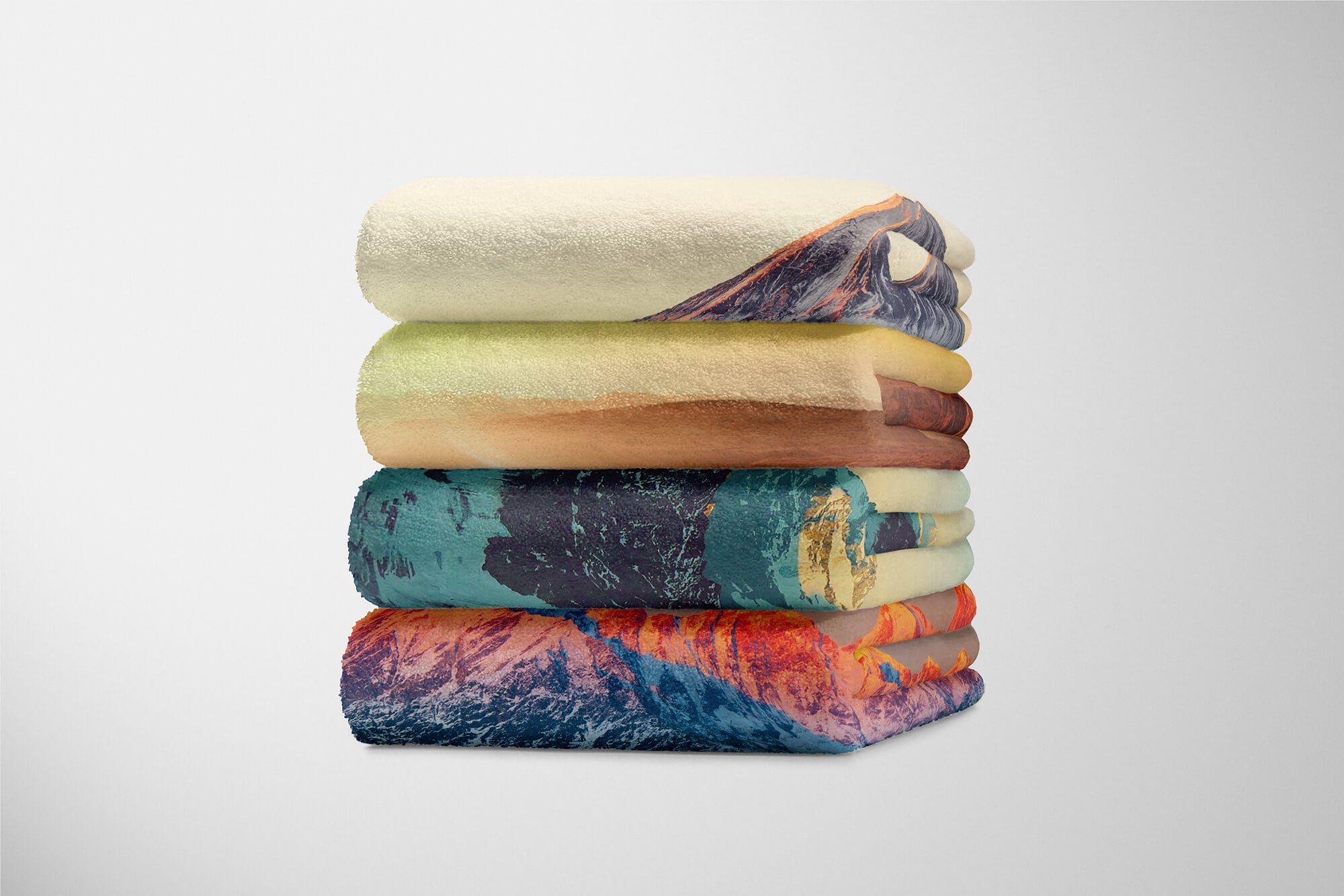 Baumwolle-Polyester-Mix Berggipfel (1-St), Natur mit Berg Strandhandtuch Sinus Handtuch Art Fotomotiv Handtuch Handtücher Saunatuch Kuscheldecke Schnee,