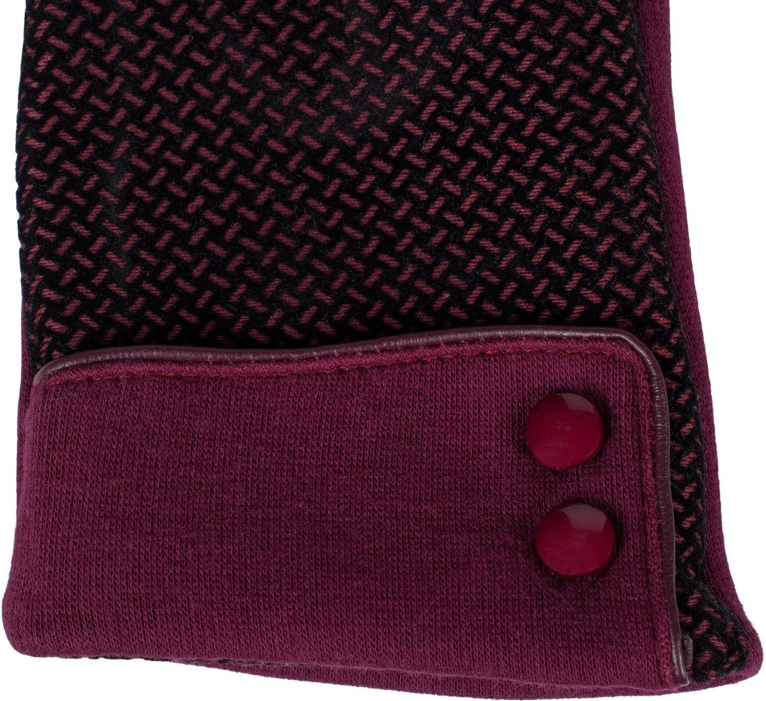 mit Muster Handschuhe Touchscreen styleBREAKER Baumwollhandschuhe Riffel weichem Bordeaux-Rot