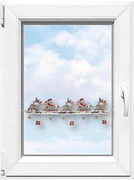 Stickereien Plauen Scheibengardine Weihnachtsmann (1 St), Stangendurchzug, halbtransparent, Fensterdekoration "Weihnachtsmann"