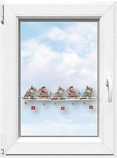 Scheibengardine »Weihnachtsmann«, Stickereien Plauen, Stangendurchzug (1 St), Fensterdekoration "Weihnachtsmann"