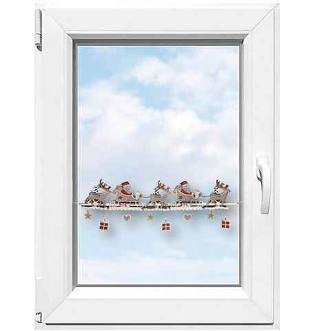 Scheibengardine Weihnachtsmann, Stickereien Plauen, Stangendurchzug (1 St), halbtransparent, Fensterdekoration "Weihnachtsmann"