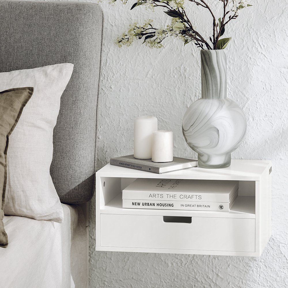 SoBuy Nachttisch Nachtregal Nachtschrank Wandschrank Hängeschrank NKD03-W günstig online kaufen