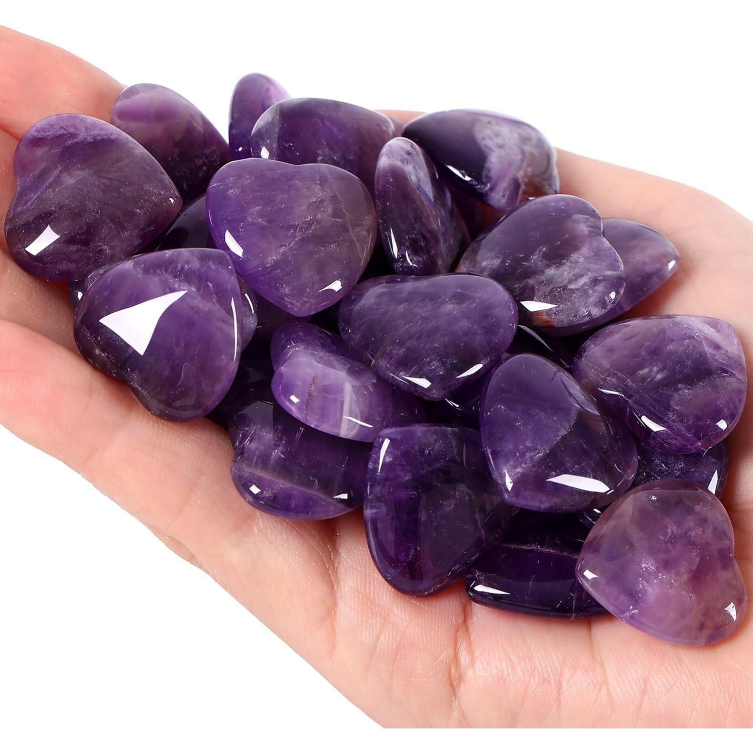 LuxusKollektion Edelstein 20 Stück Amethyst Herz Steine Heilung Kristalle Natürliche Edelsteine