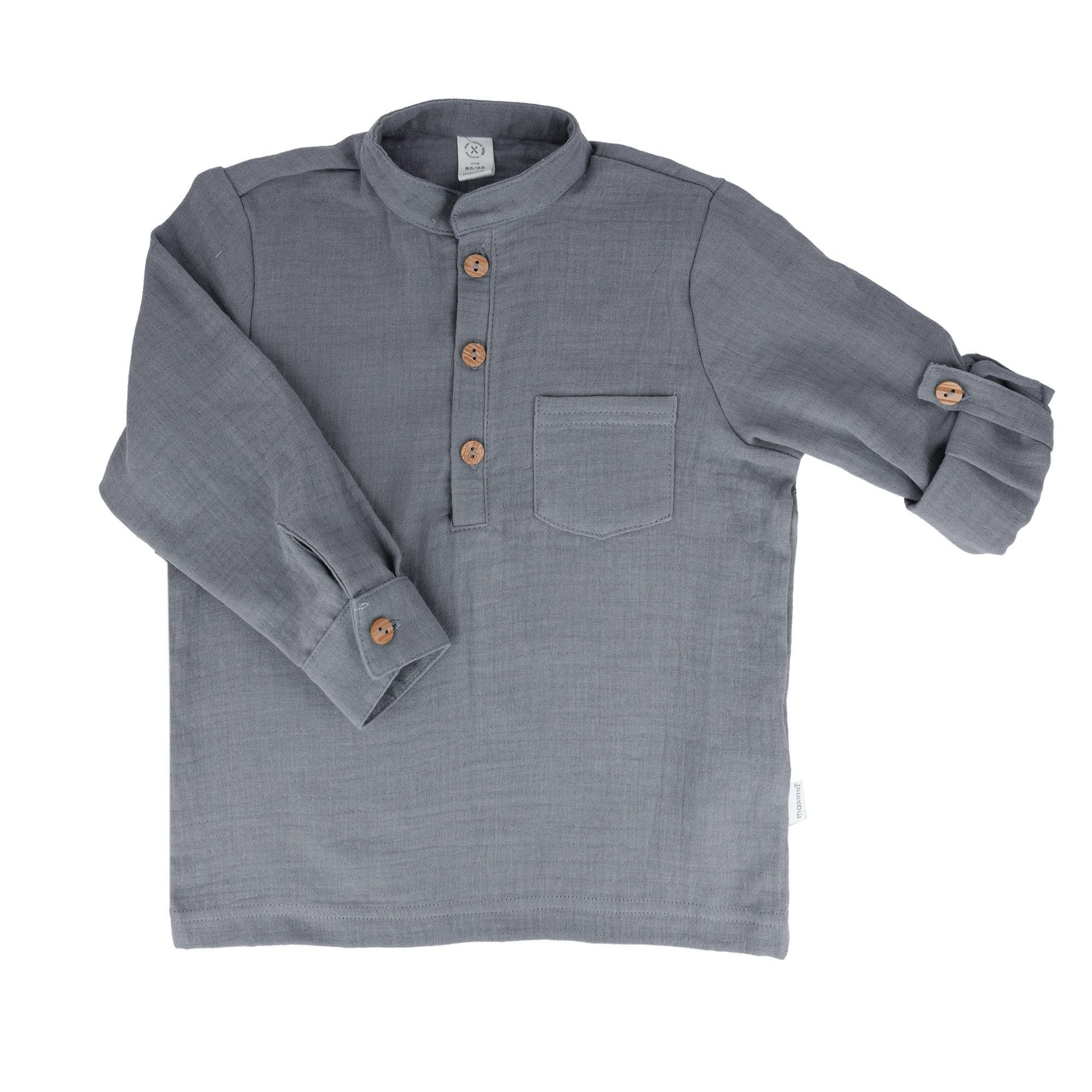 MAXIMO T-Shirt GOTS MINI BOY-Hemd, langer Arm Musselin (1-tlg)