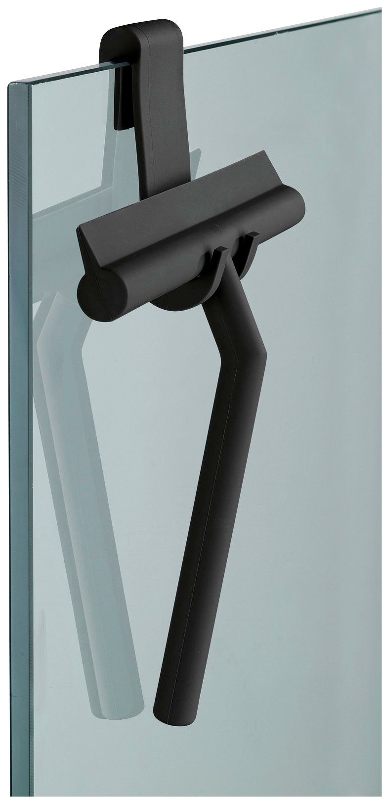 WENKO Duschabzieher Mola, Badezimmerwischer Silikon, schwarz