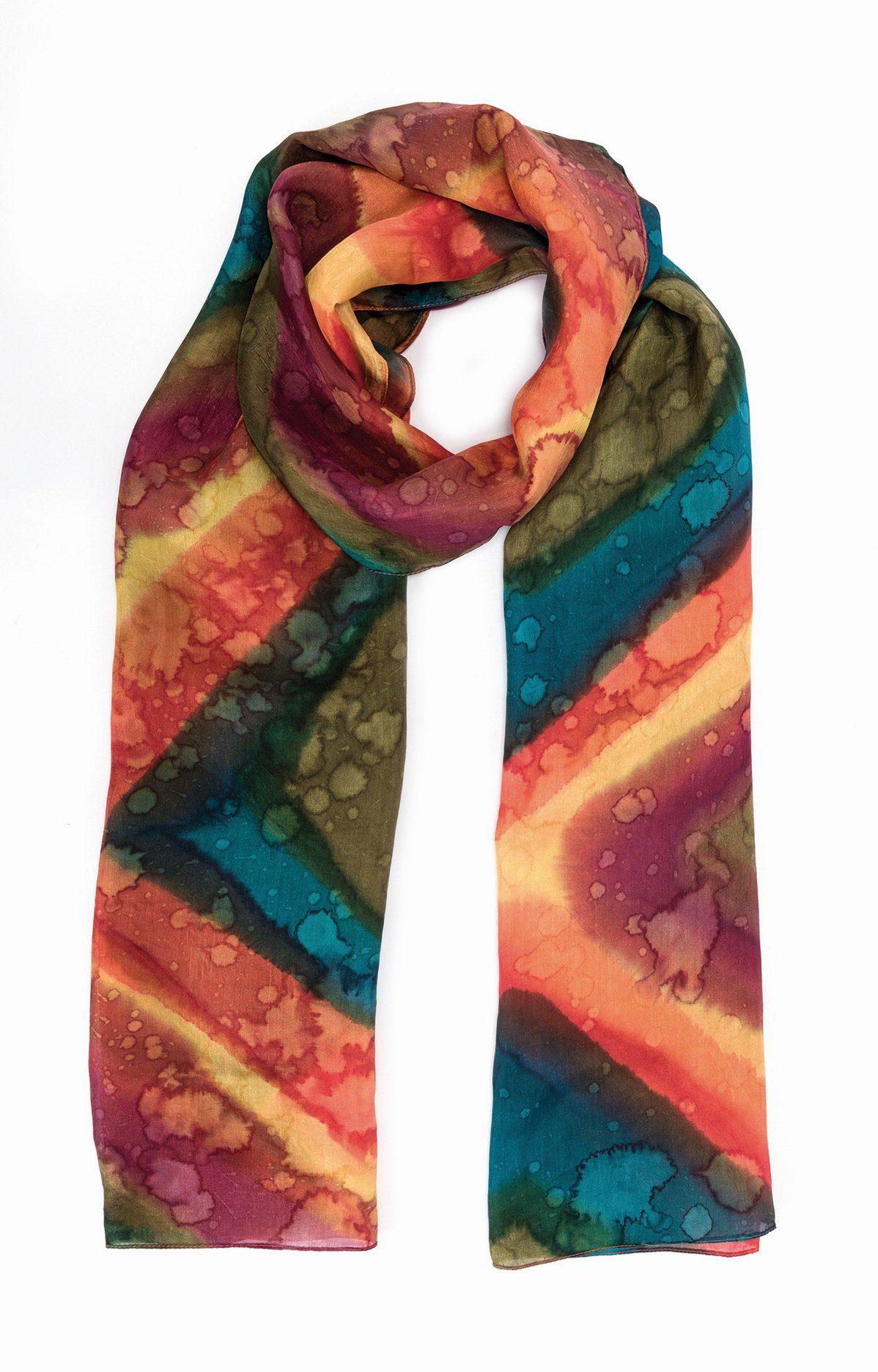 El Puente Seidenschal "Rauten" gebatikt // multicolor