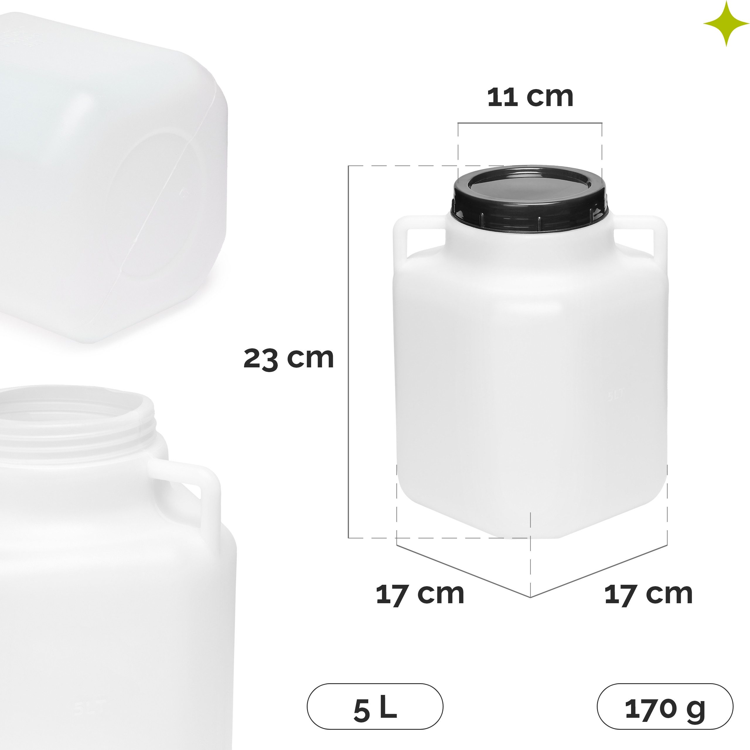 Garronda Regentonne Set BPA-freies quadratisches Fass Behälter mit Deckel GD-0134, 5 l, (2-tlg), BPA-Frei