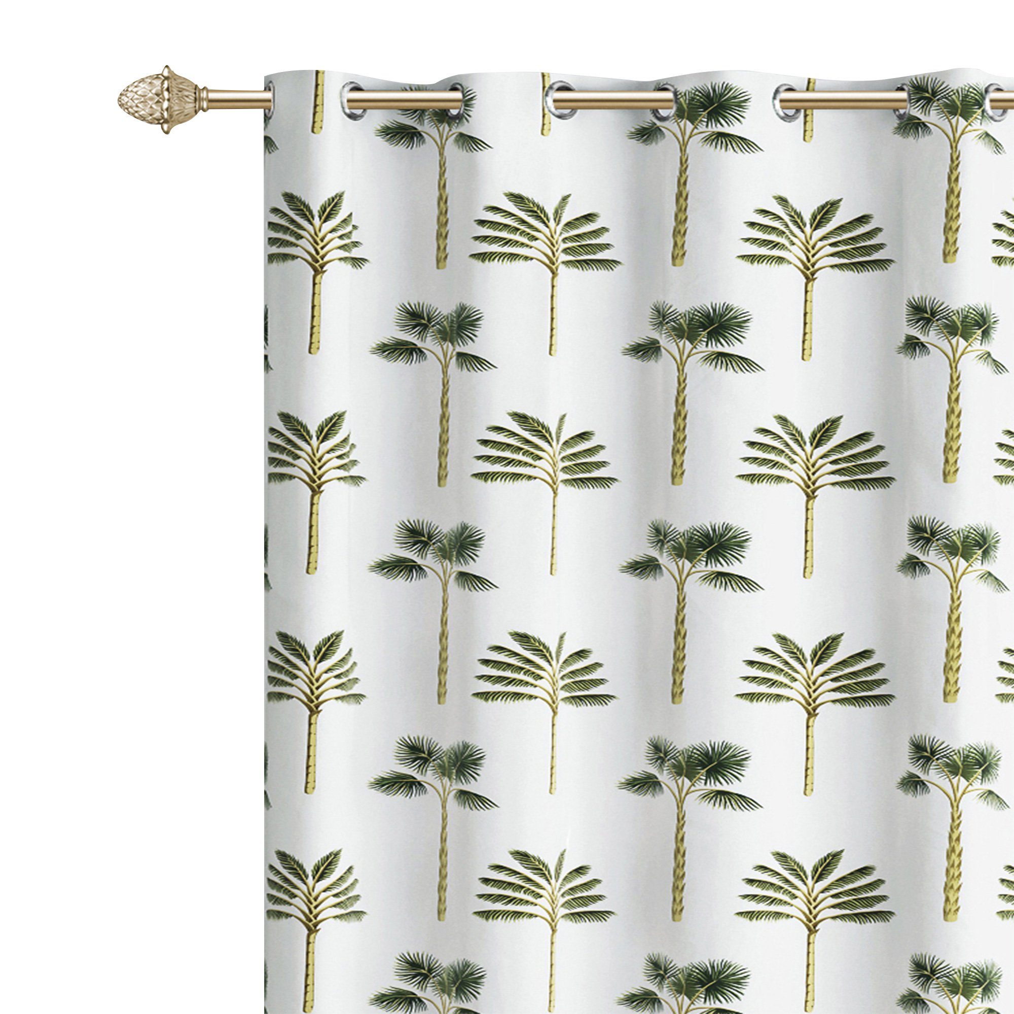 Palmendruck Vorhang 140x250cm weiß, (1 St) JEMIDI, - - grün Ösenschal Vorhang