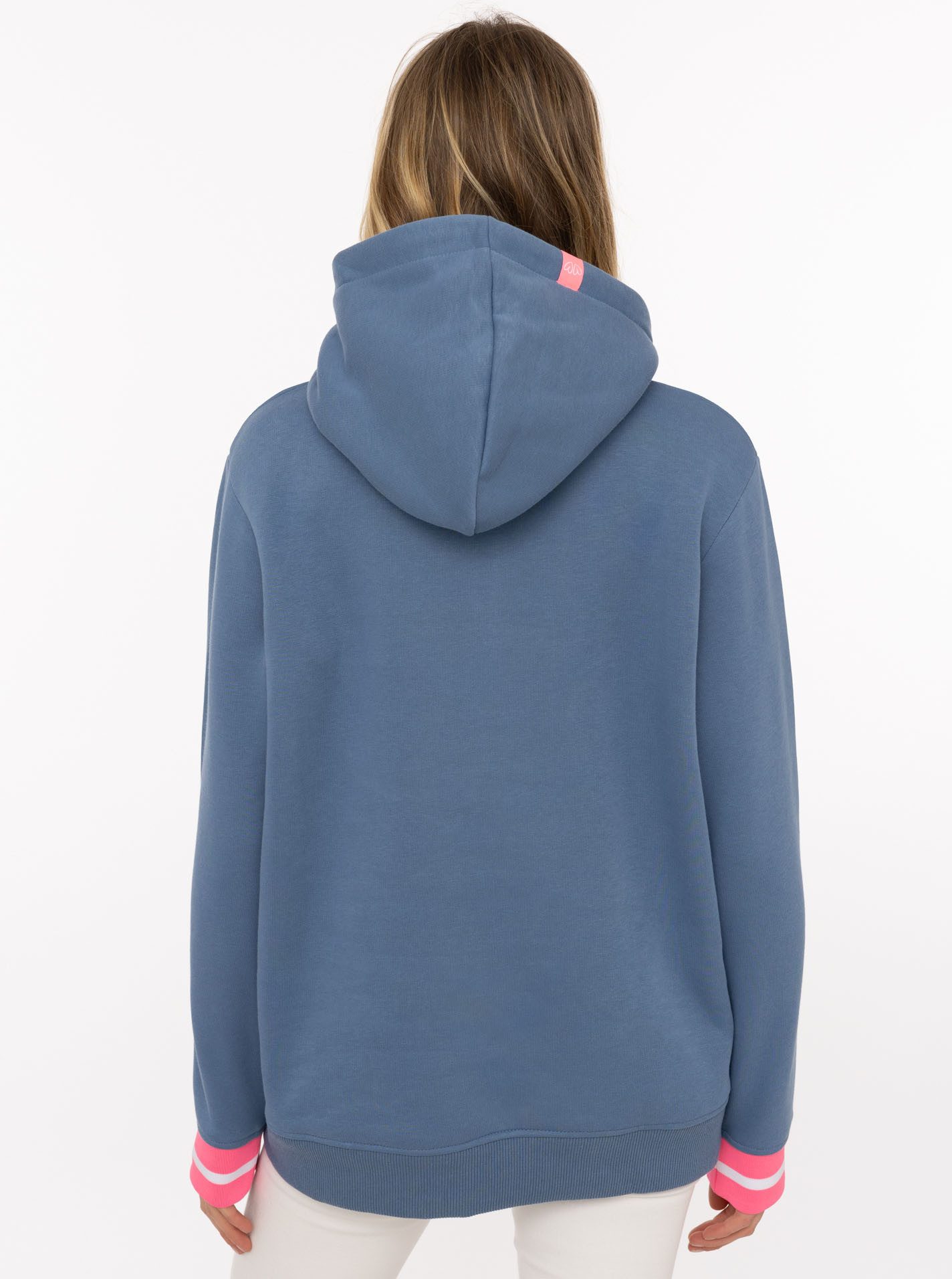 Zwillingsherz Hoodie "Seerobbe" Strandglück Schriftzug, niedliche Robbe. gestreifte Bündchen