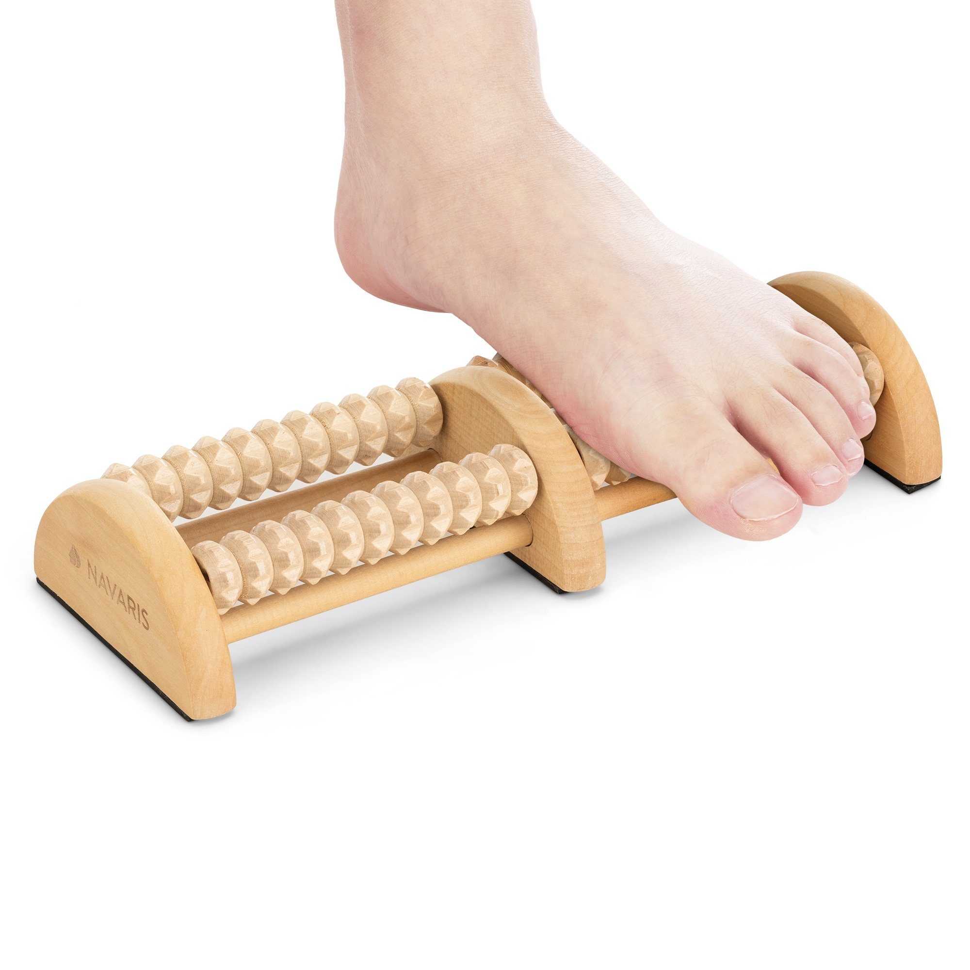 Navaris Fußmassagegerät, Holz Fußmassageroller - Massagegerät für beide Füße