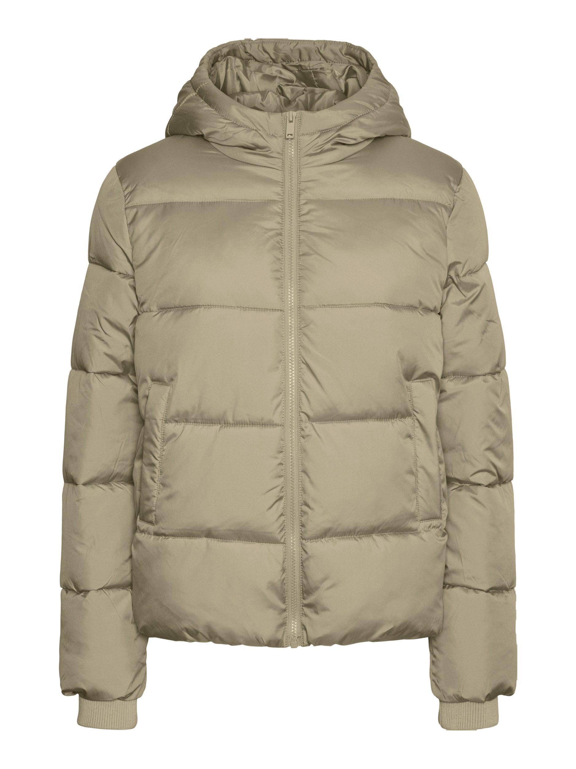 pieces Outdoorjacke - Steppjacke in grau mit Stehkragen und Regular Fit - Damen Jacke Jacke mit Regular Fit