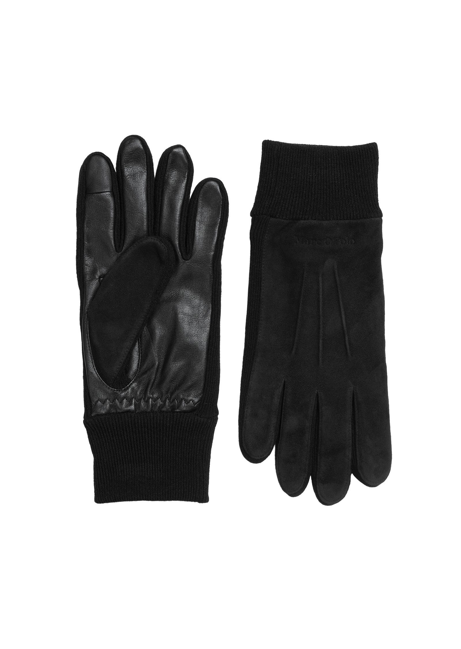 Marc O'Polo Lederhandschuhe mit seitlichen Strickeinsätzen