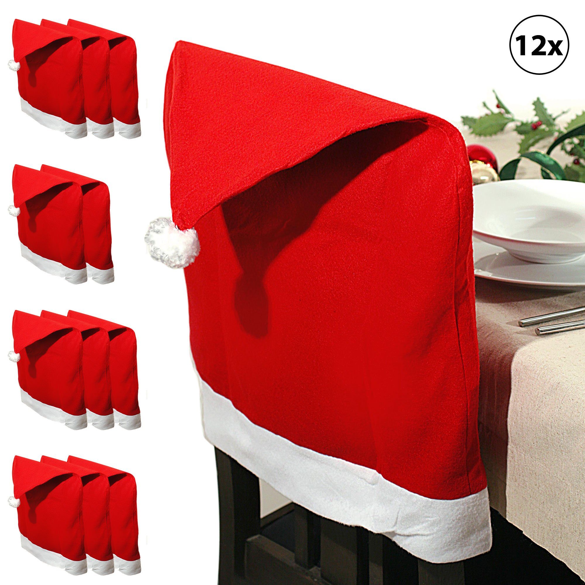 CEPEWA Stuhlhusse Stuhlhusse Mütze Nikolaus Weihnachten Stuhlüberzug