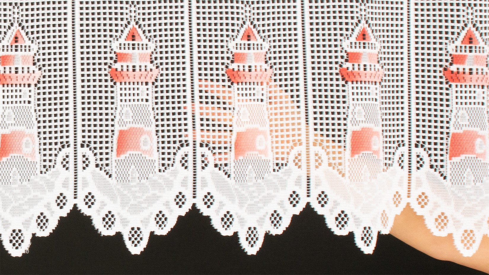 Gardinen Kranzusch Scheibengardine grober Jacquard Leuchtturm (1 St), Stangendurchzug, transparent, Stablöcher,transparent,verschiedene Höhen, Breiten