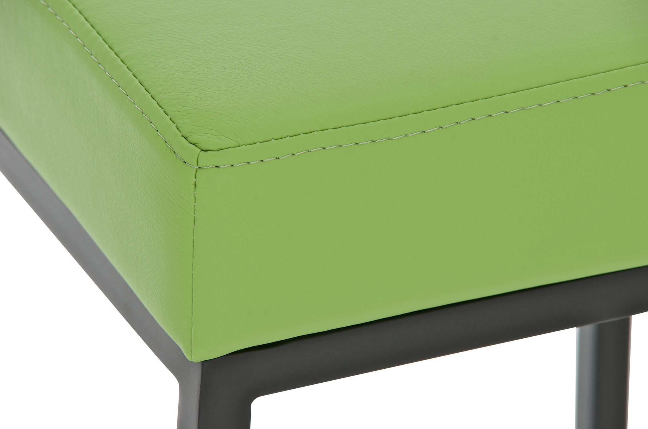 TPFLiving Barhocker Montana-B (mit Fußstütze & Hocker - Theke Gestell Küche), Kunstleder für hochwertiger - schwarz Sitzfläche: Thekenhocker und matt - Grün Polsterung