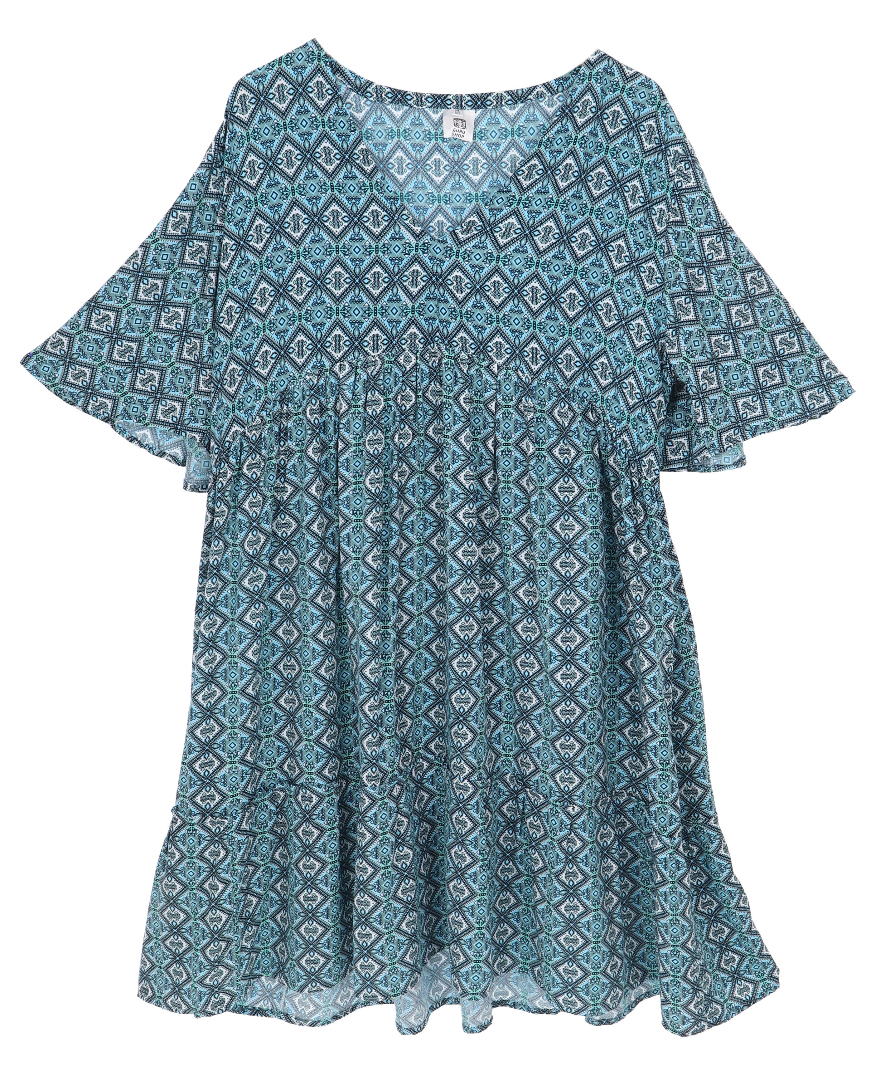 Guru-Shop Midikleid Boho Kurzarm Sommerkleid, Maxikleid,.. alternative Bekleidung – Bild 5 von 5