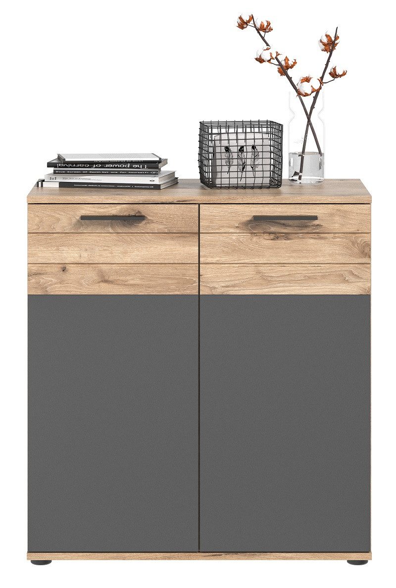 xonox.home Sideboard Kommode Mason, Nox Oak / Basalt Grau