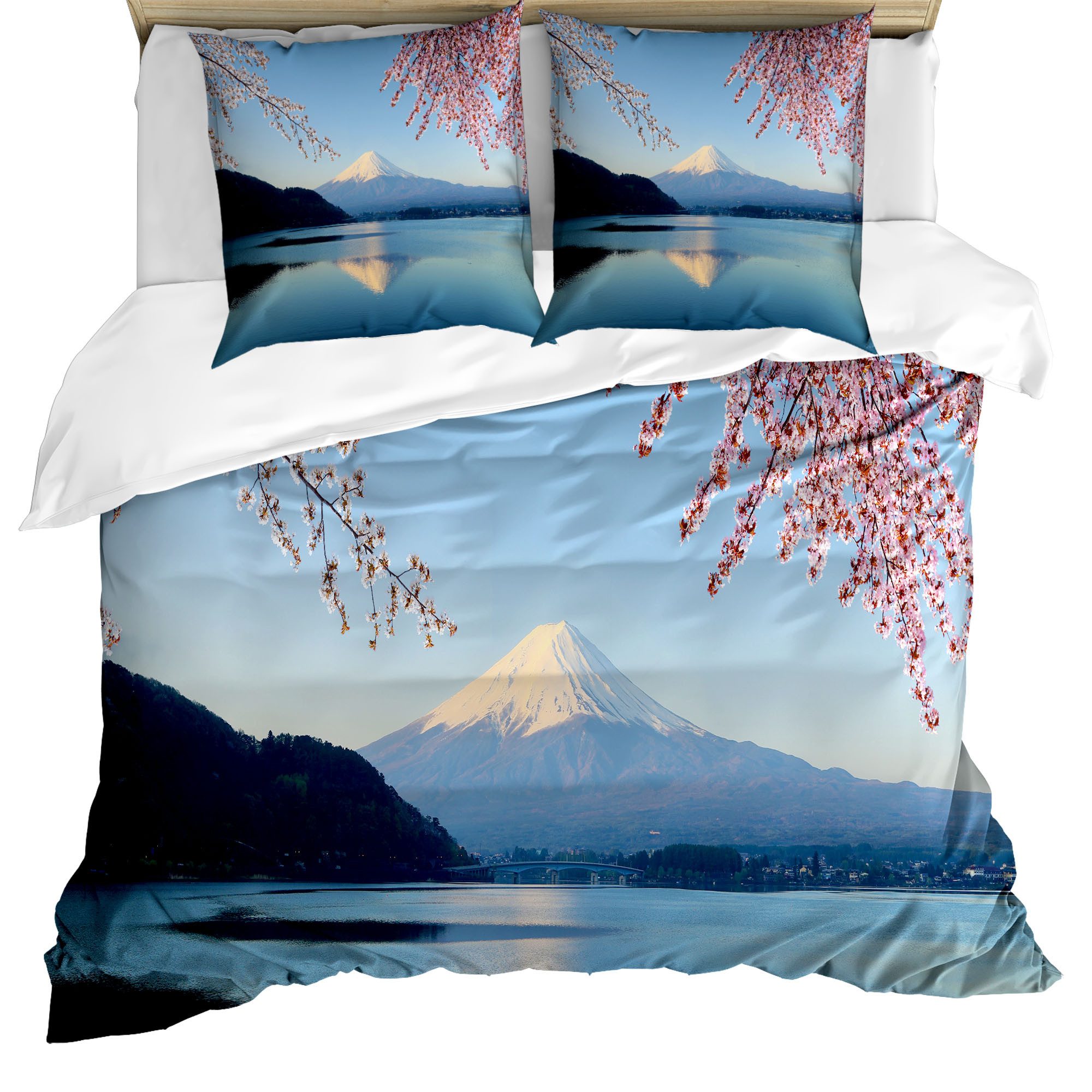 Abakuhaus Bettwäsche Milbensicher Allergiker geeignet mit Kissenbezügen, Microfaser, Berg Japan Berg und Sakura