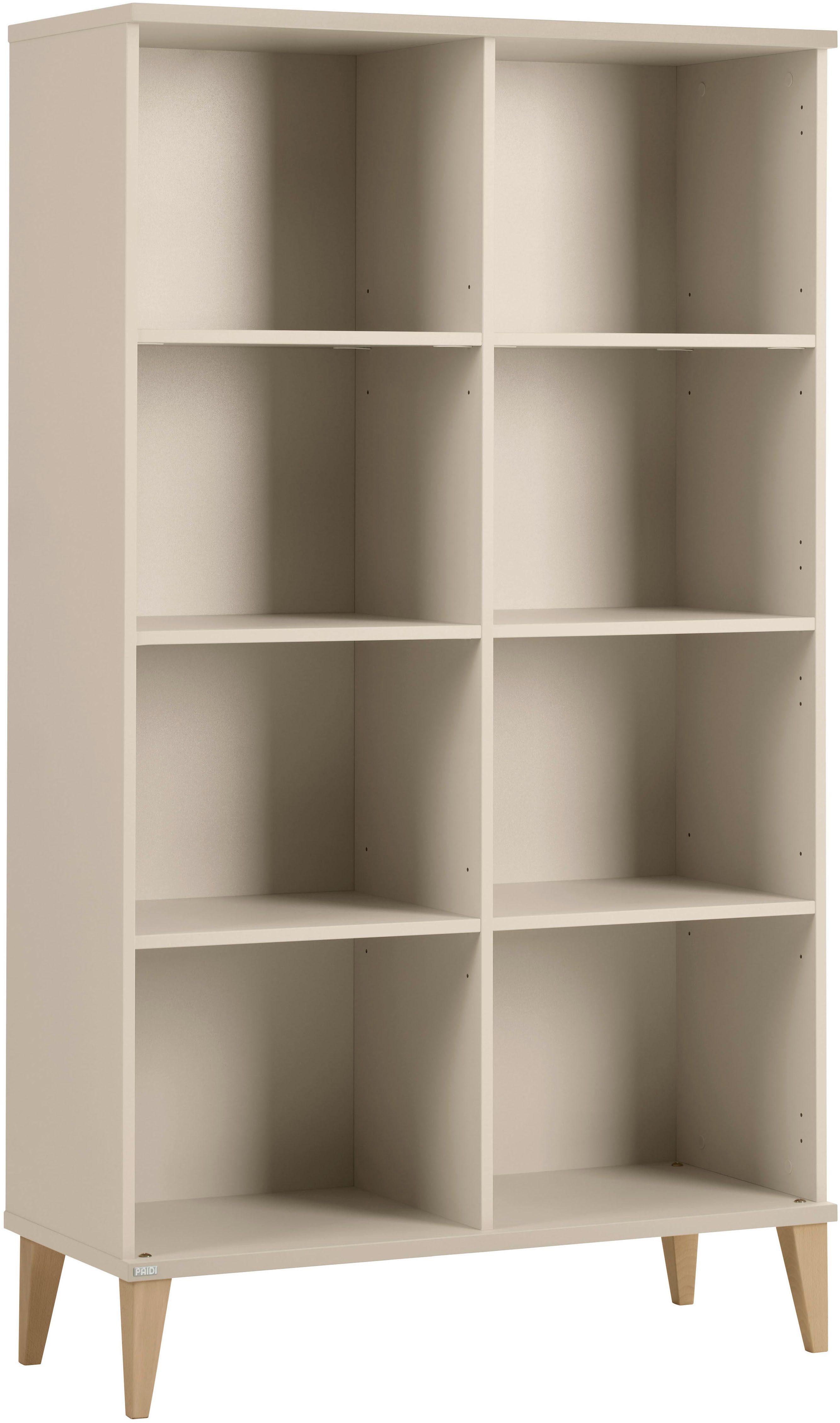 PAIDI Standregal JONTE in Beige mit offenen Fächern, verschiedene Größen, modernes & langlebiges Regal mit Massivholz-Füßen, Highboard