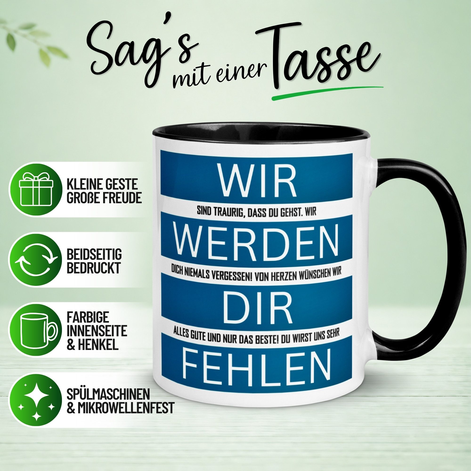 Momentals Tasse Wir werden dir fehlen - Abschiedsgeschenk Kollege Kollegin Kollegen, Gratis Versand · Links-&Rechtshänder · Spülmaschinenfest