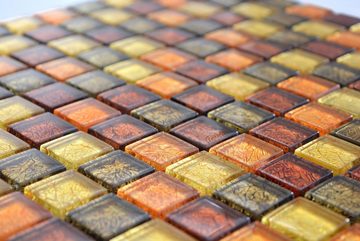 Mosani Mosaikfliesen Glasmosaik gold orange Mosaikfliese Struktur Fliesenspiegel Küche