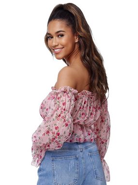 Rayshyne Carmenbluse RS-02 (mit floralem Print Schulterfreies Crop Top in Einheitsgröße)