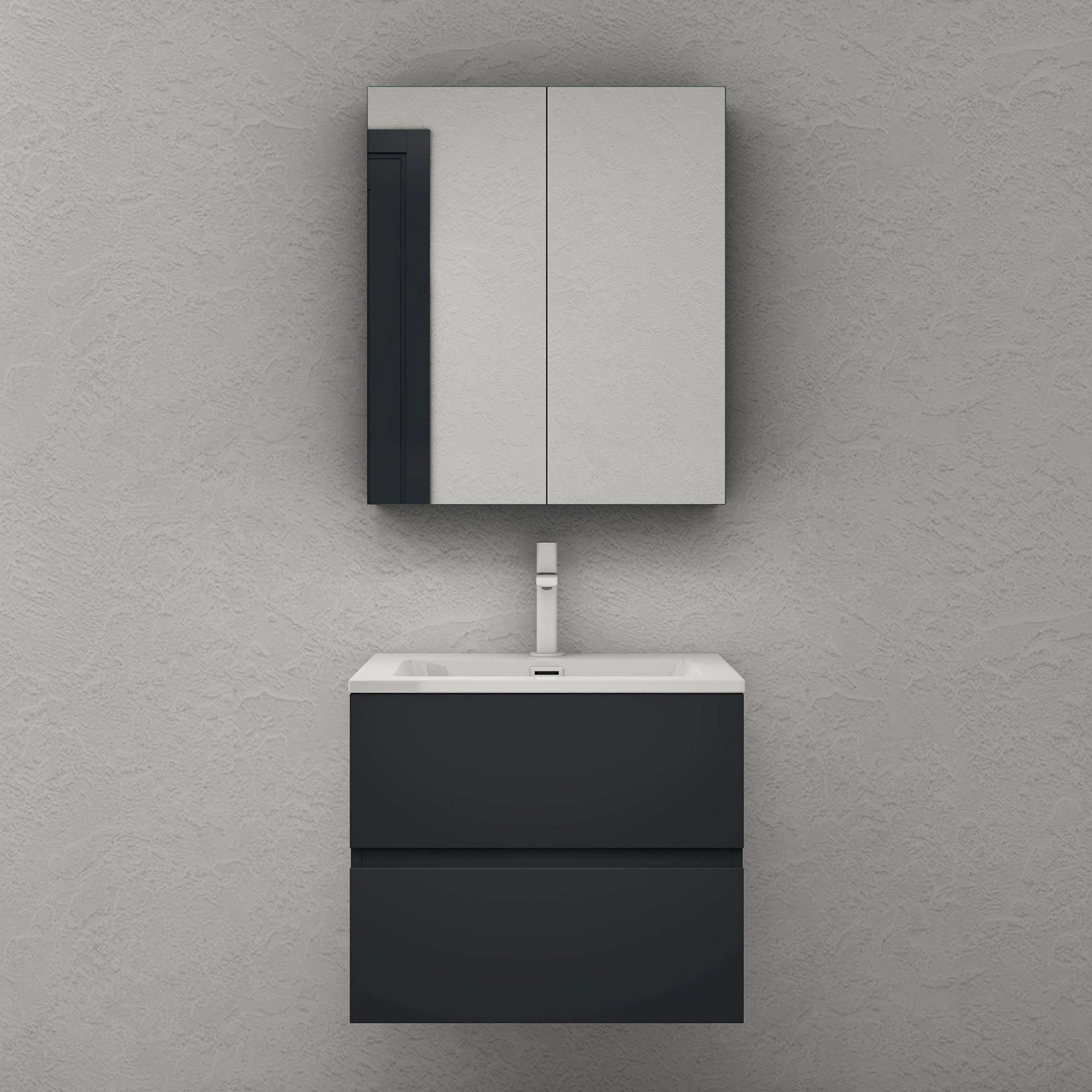 Spiegelschrank02 anthrazit Badezimmer Wandchrank Aufbewahrungsschrank doporro Badezimmerspiegelschrank matt