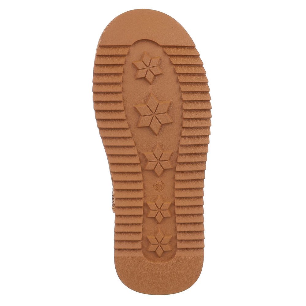 Ital-Design Damen Leder Slip-On Stiefelette mit Profilsohle Snowboots (92214537) Flach Flache Stiefeletten in Camel