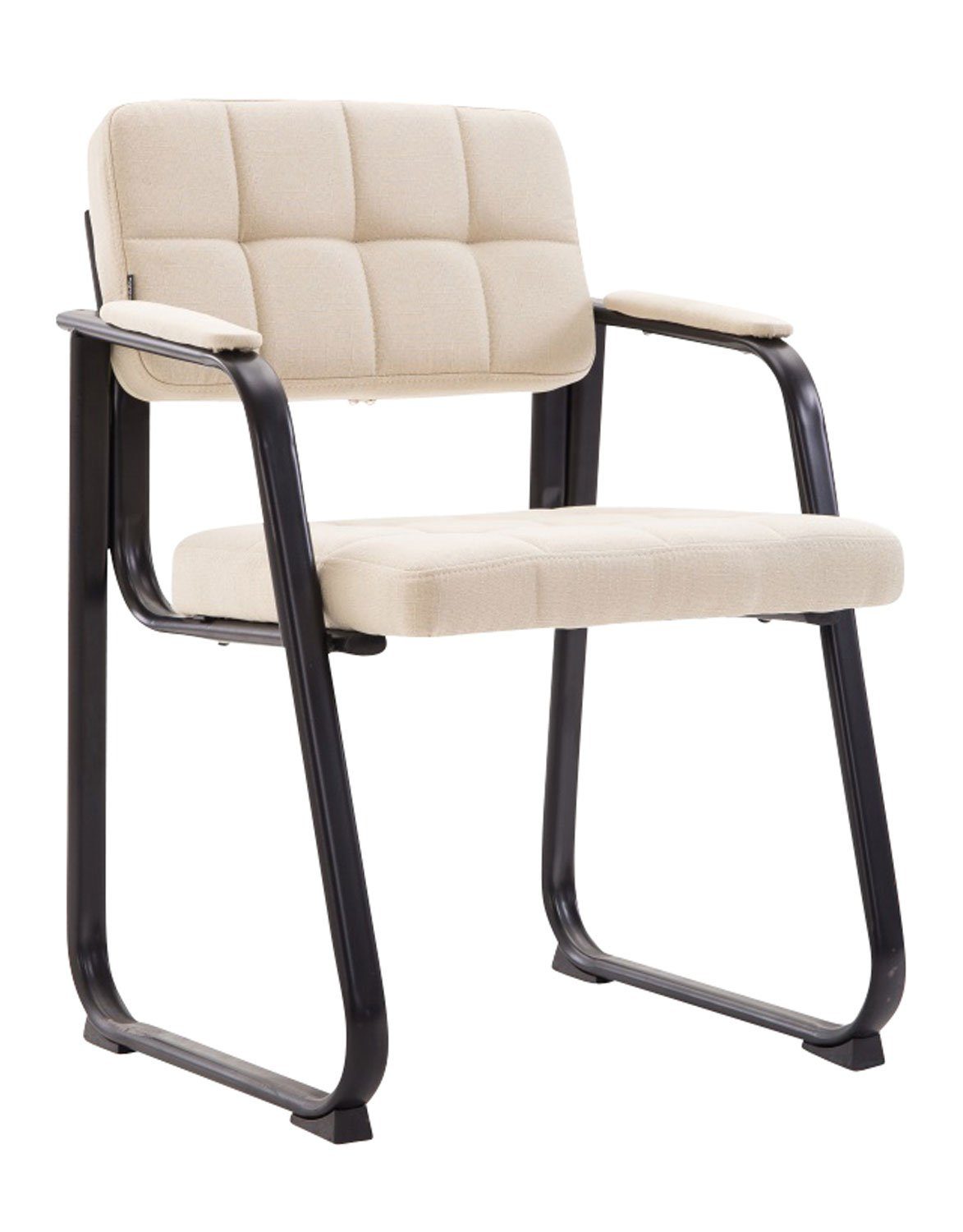 TPFLiving Besucherstuhl Canam mit hochwertig gepolsterter Sitzfläche - Konferenzstuhl (Küchenstuhl - Esszimmerstuhl - Wohnzimmerstuhl), Gestell: Metall matt schwarz - Sitzfläche: Stoff creme