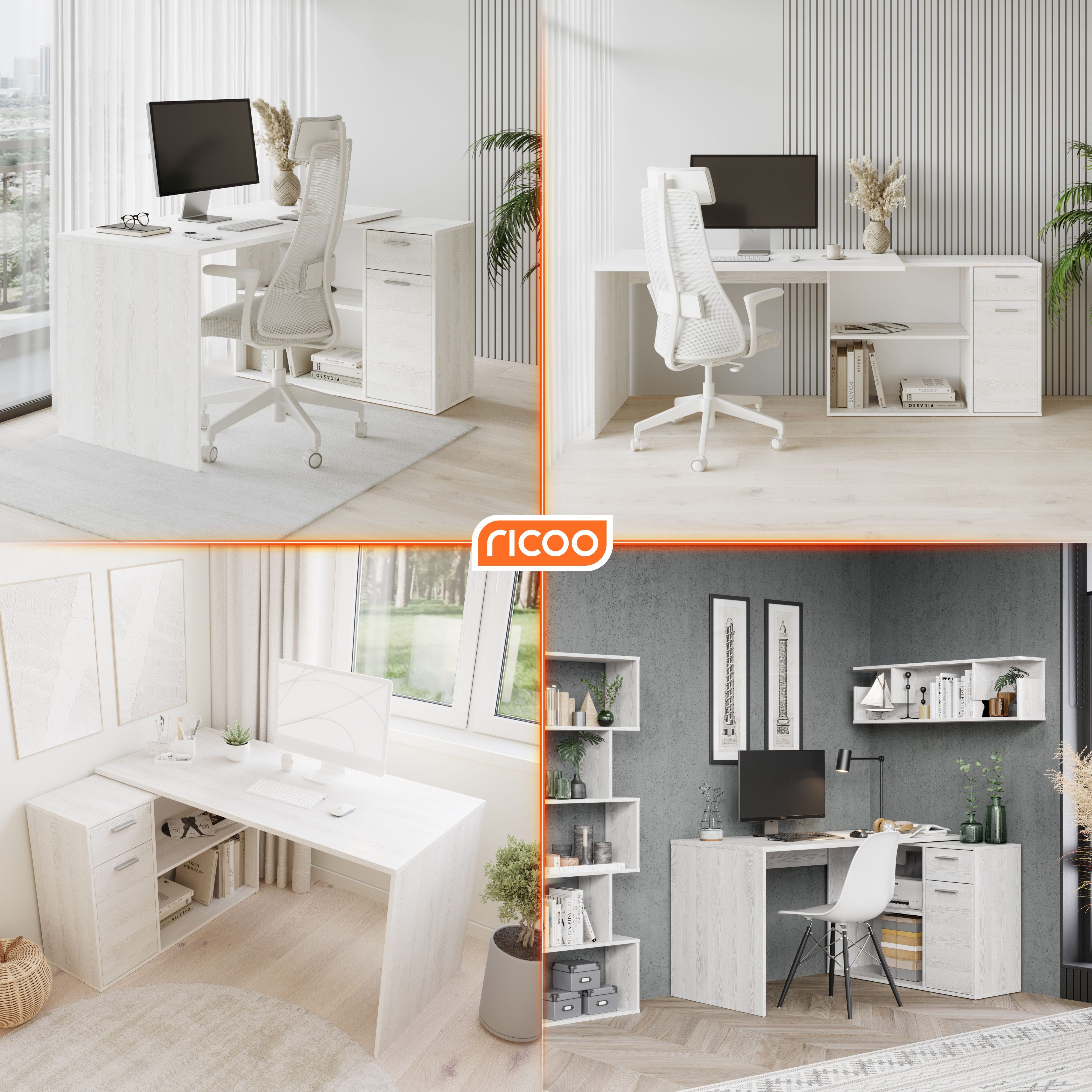 RICOO Eckschreibtisch WM083-WK, Schreibtisch Bürotisch Ecke günstig online kaufen