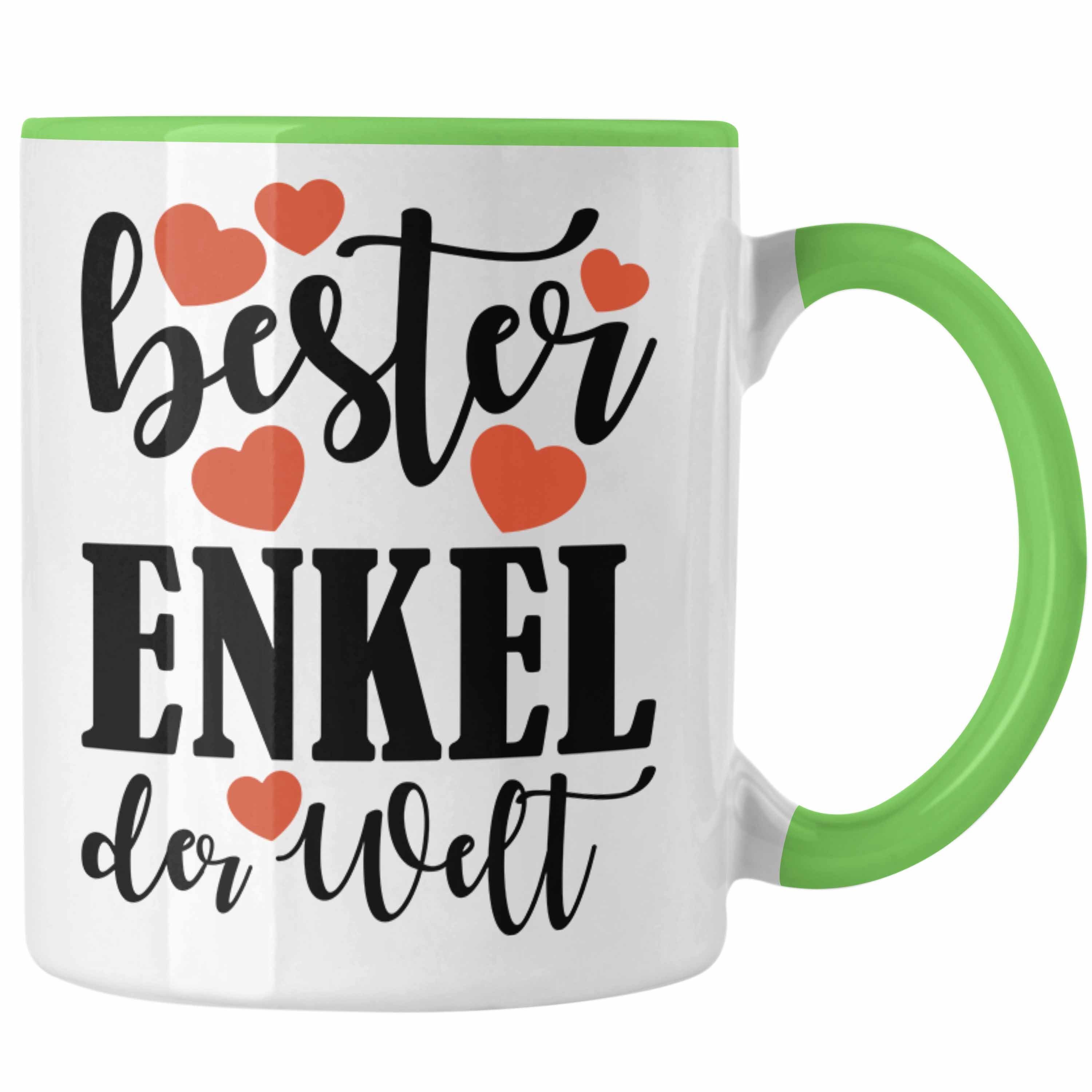 Trendation Tasse Trendation - Enkel Tasse Geschenk Oma Opa Enkel Geschenke Geschenkidee Kaffeetasse Kaffeebecher von Großeltern Bester Enkel Grün