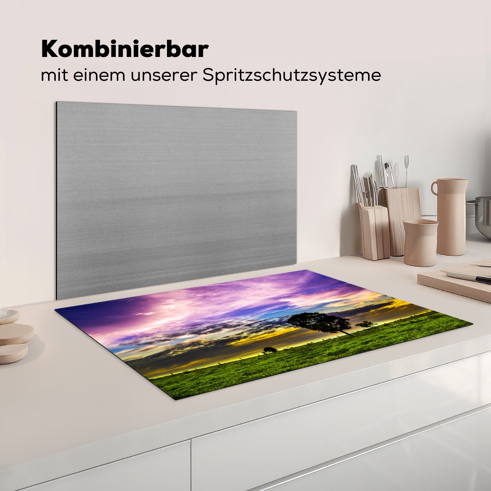 Ceranfeldabdeckung küche, Vinyl, tlg), der MuchoWow Sonnenuntergang Chapada die 81x52 (1 Induktionskochfeld Herdblende-/Abdeckplatte in Schutz Diamantinga, für cm,