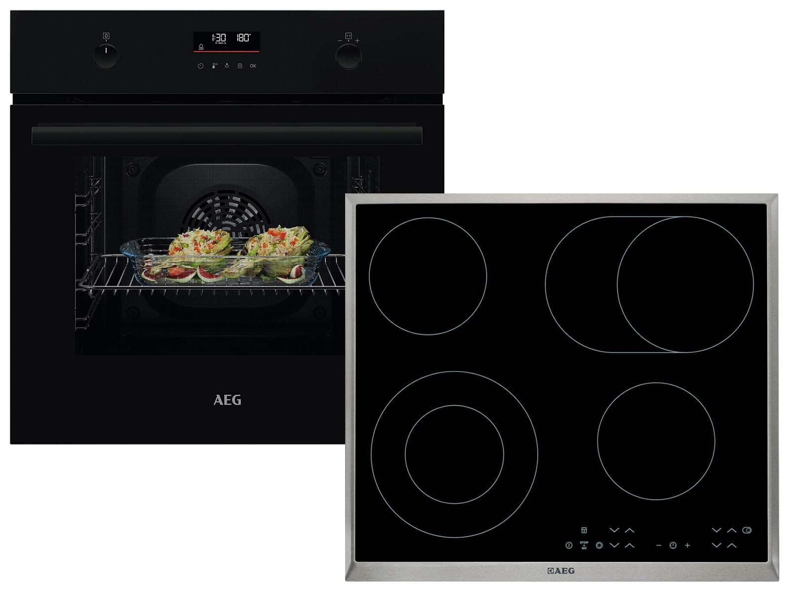 AEG Backofen-Set, Pyrolyse-Selbstreinigung, Timer, TouchControl-Bedienung